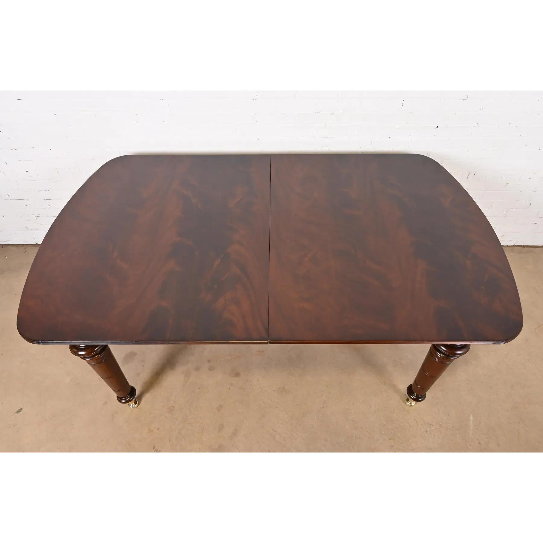 Table de salle à manger Regency anglaise en acajou flammé, nouvellement revernie en vente 4
