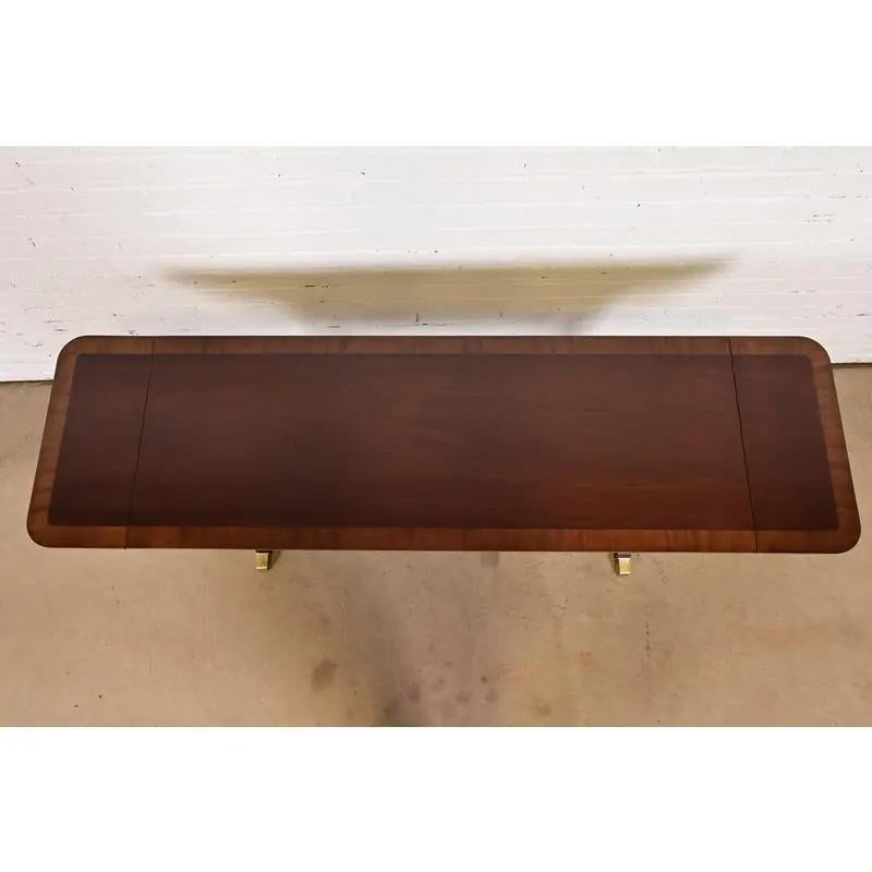 Baker Furniture English Regency Lyre Base Console Table, Newly Refinished For Sale 6