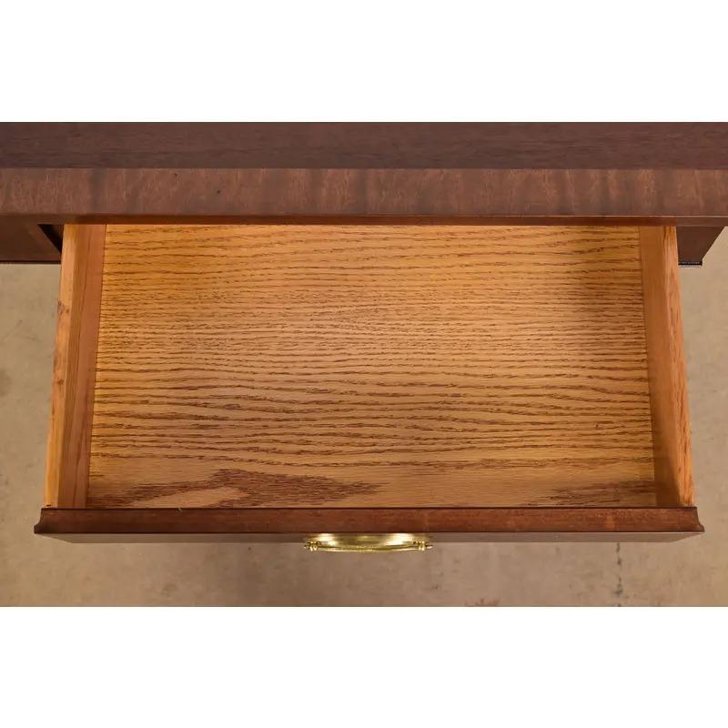 Brass Baker Furniture English Regency Lyre Base Console Table, Newly Refinished For Sale