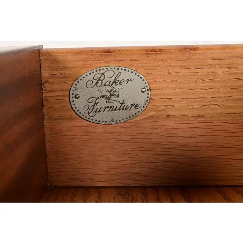 Baker Furniture English Regency Lyre Base Console Table, Newly Refinished For Sale 2