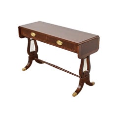Baker Furniture English Regency Lyre Base Console Table, Newly Refinished