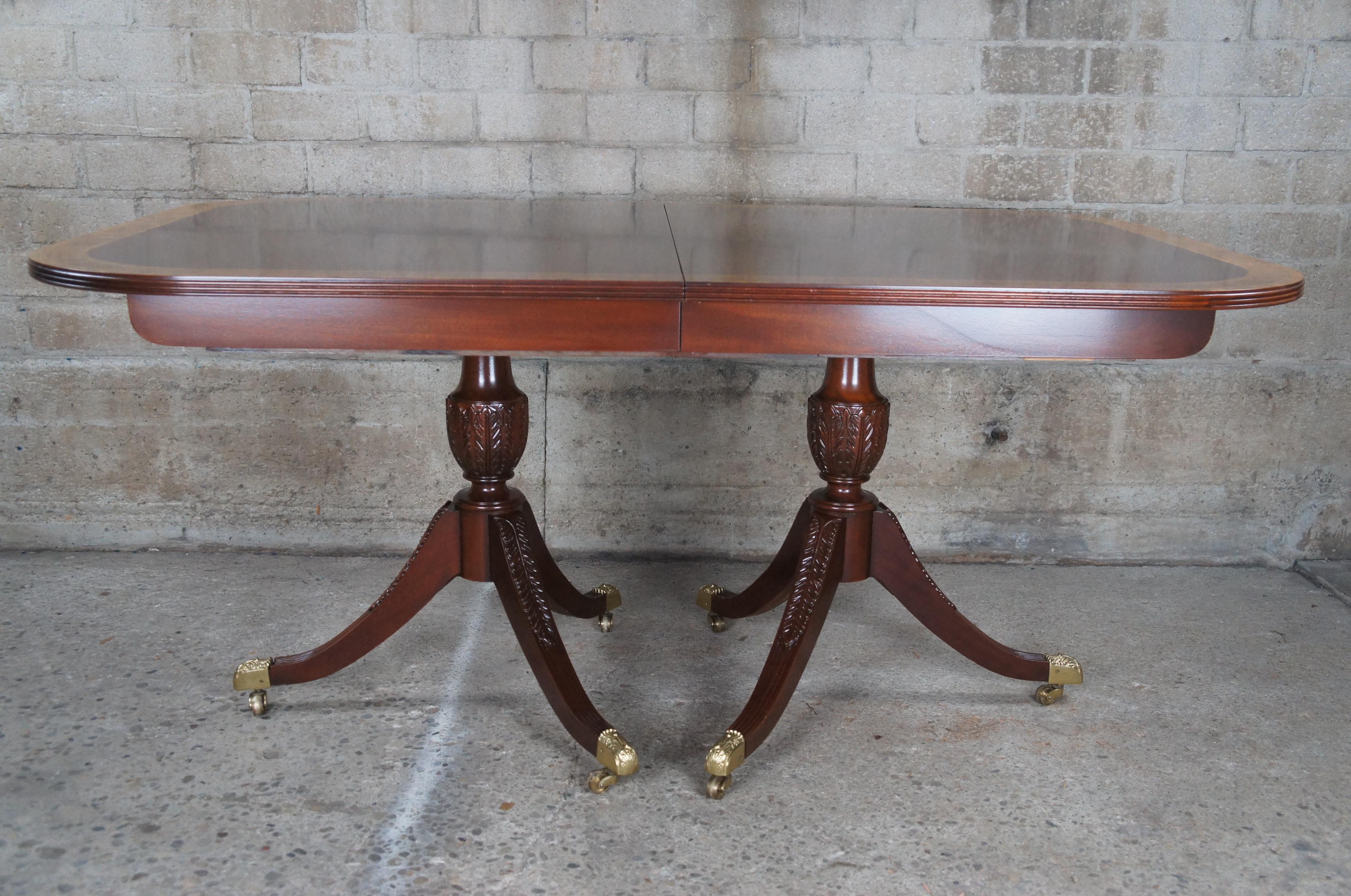 20th Century Baker Furniture English Regency Mahogany Double Pedestal Dining Table 104