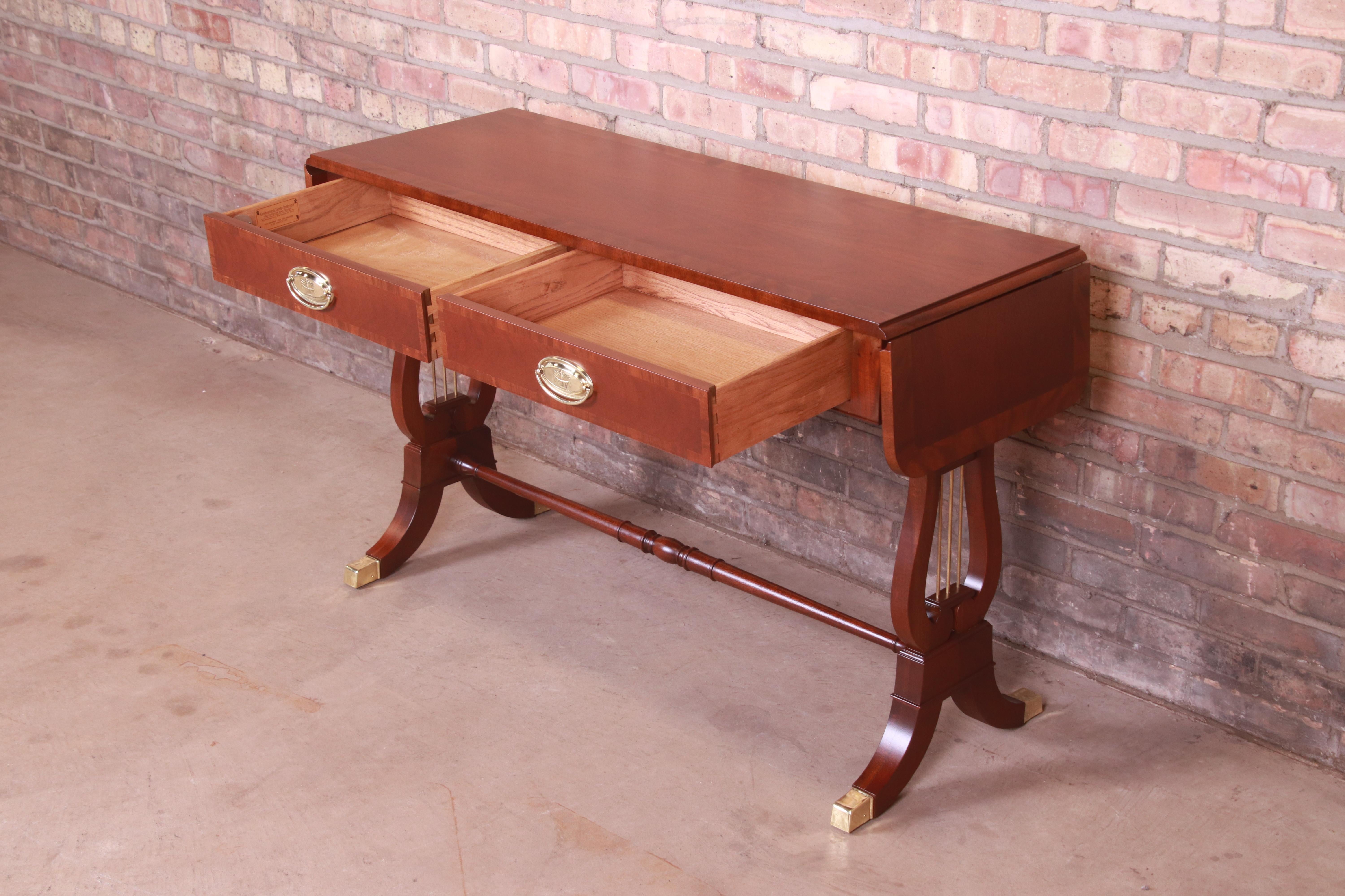 Baker Furniture English Regency Mahogany Lyre Base Console Table, Refinished 3