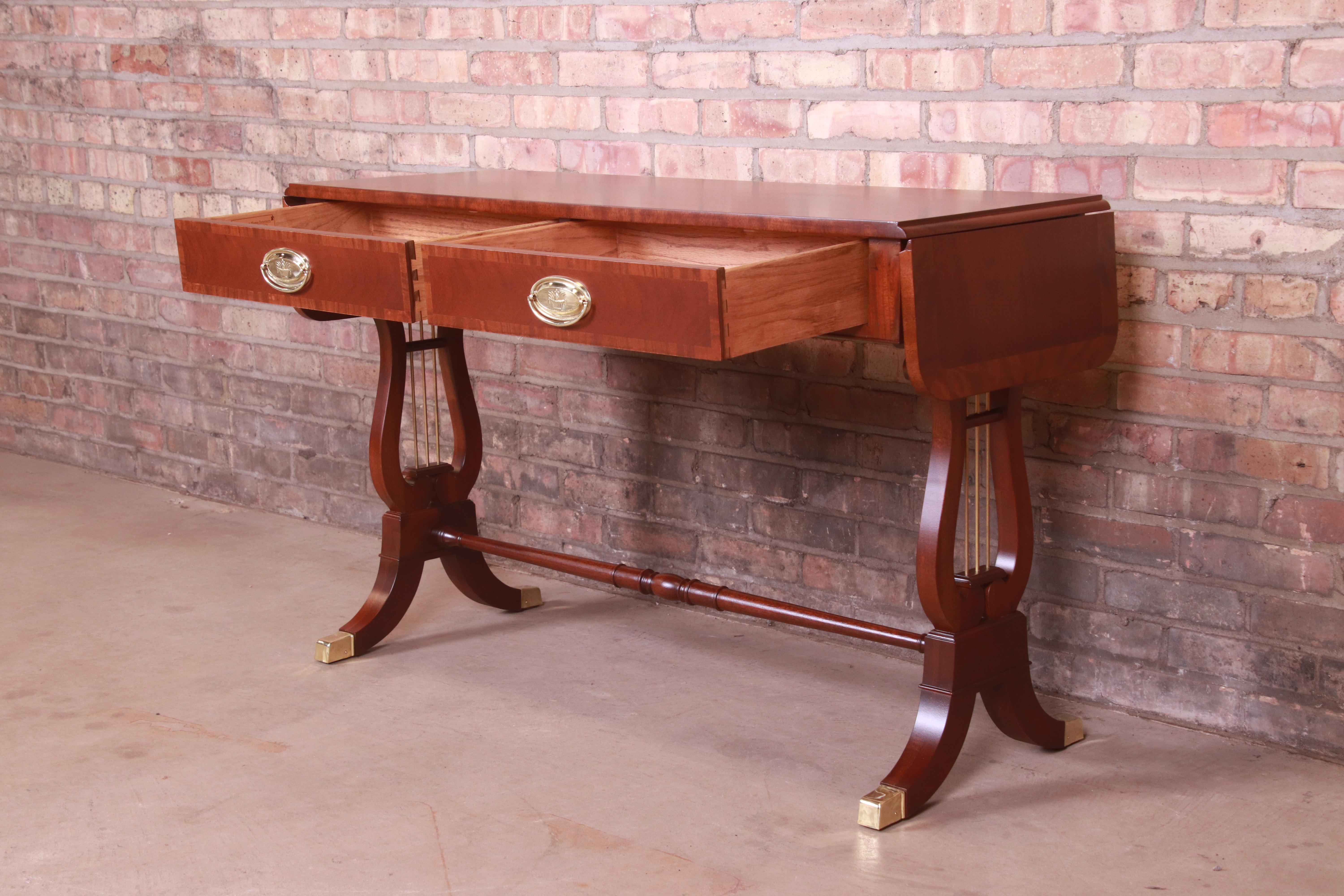 Baker Furniture English Regency Mahogany Lyre Base Console Table, Refinished 4