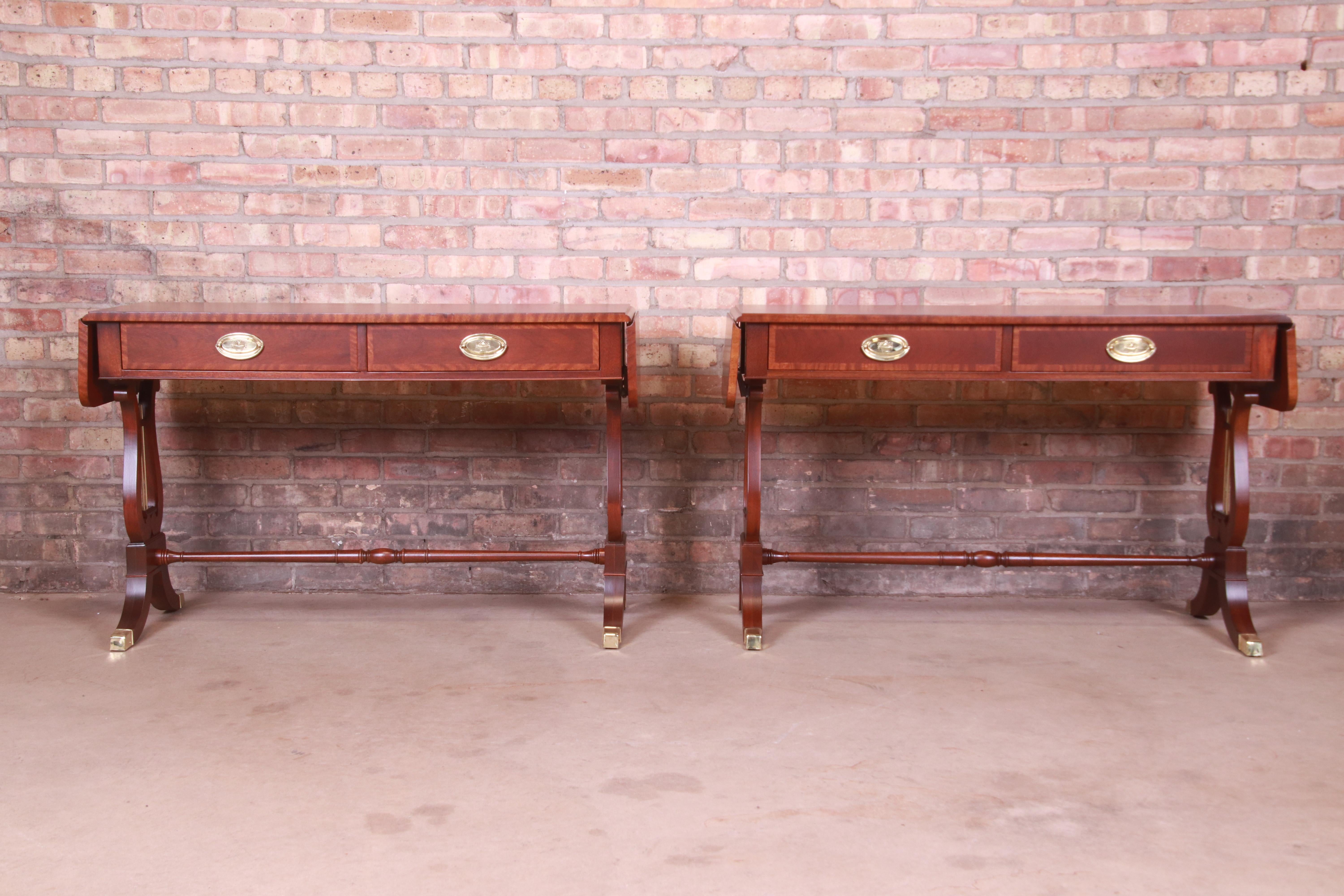 Baker Furniture English Regency Mahogany Lyre Base Console Table, Refinished 9