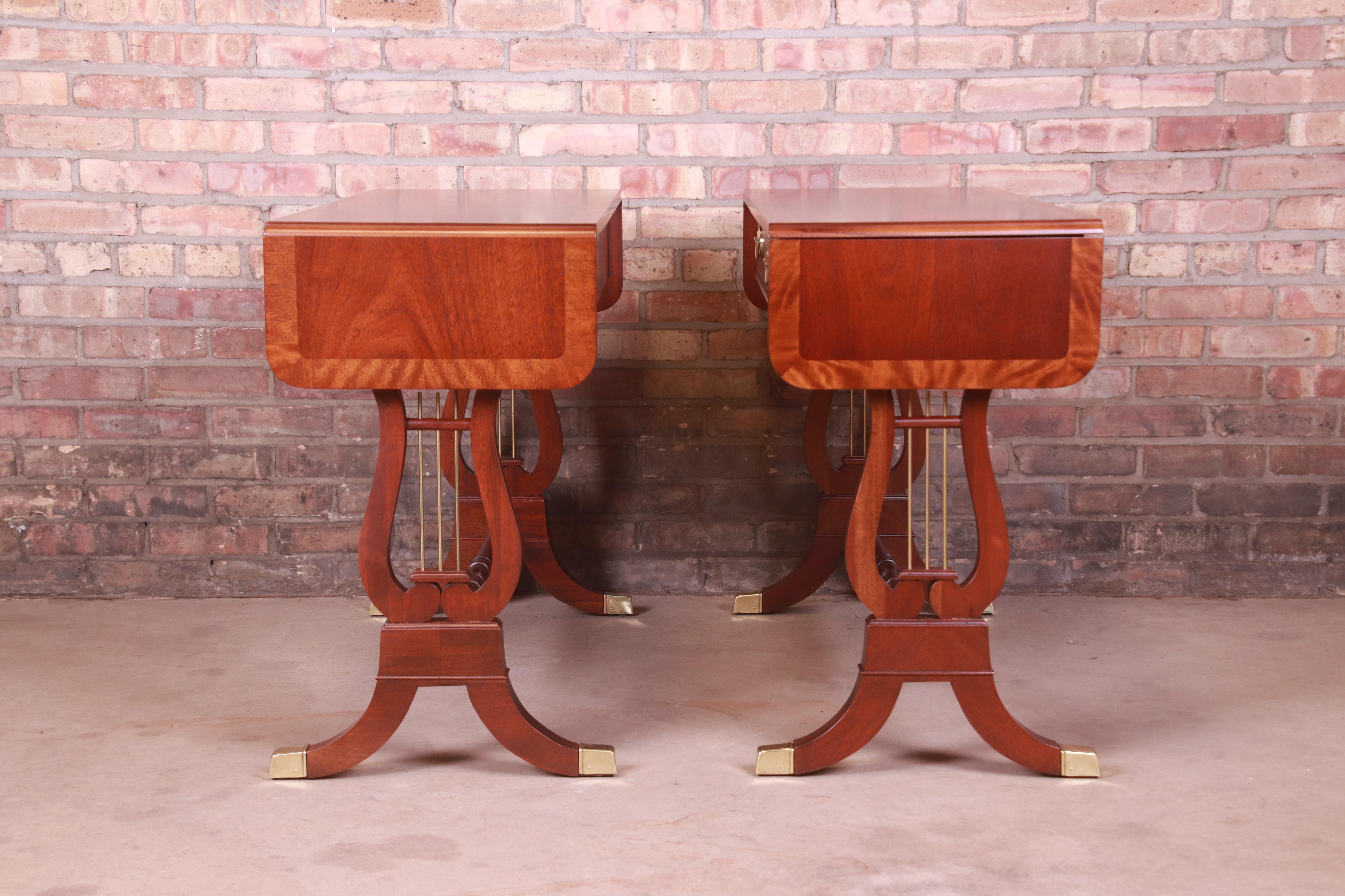 Baker Furniture English Regency Mahogany Lyre Base Console Tables, Pair 11