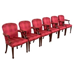 Baker Furniture English Regency Upholstered Dining Chairs, Set of Six