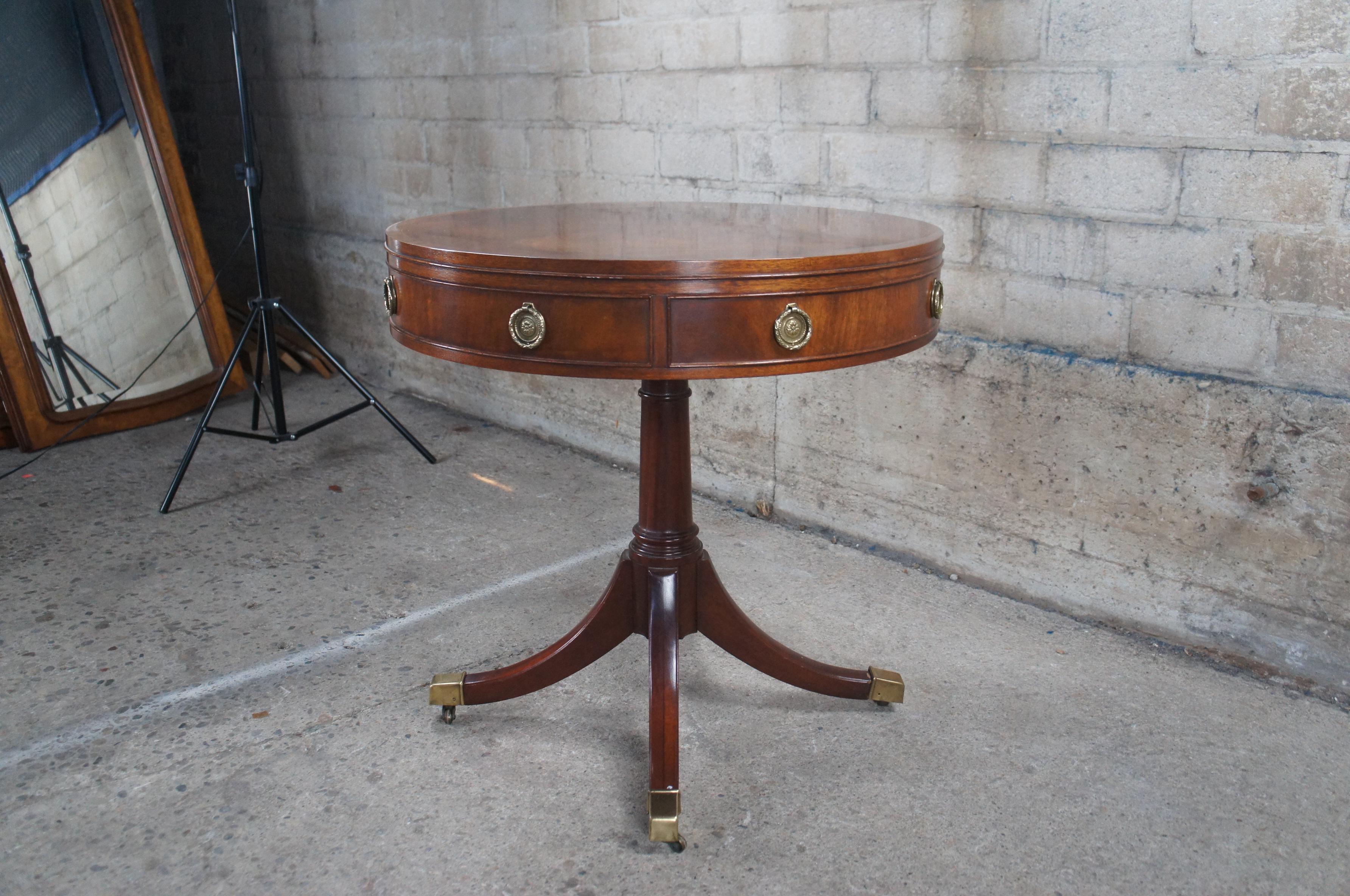 Baker Furniture English Sheraton George III Style Mahogany Drum Center Table 26