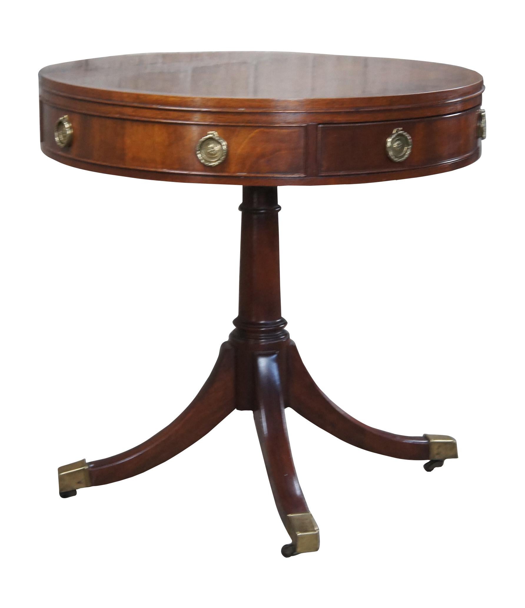 American Baker Furniture English Sheraton George III Style Mahogany Drum Center Table 26