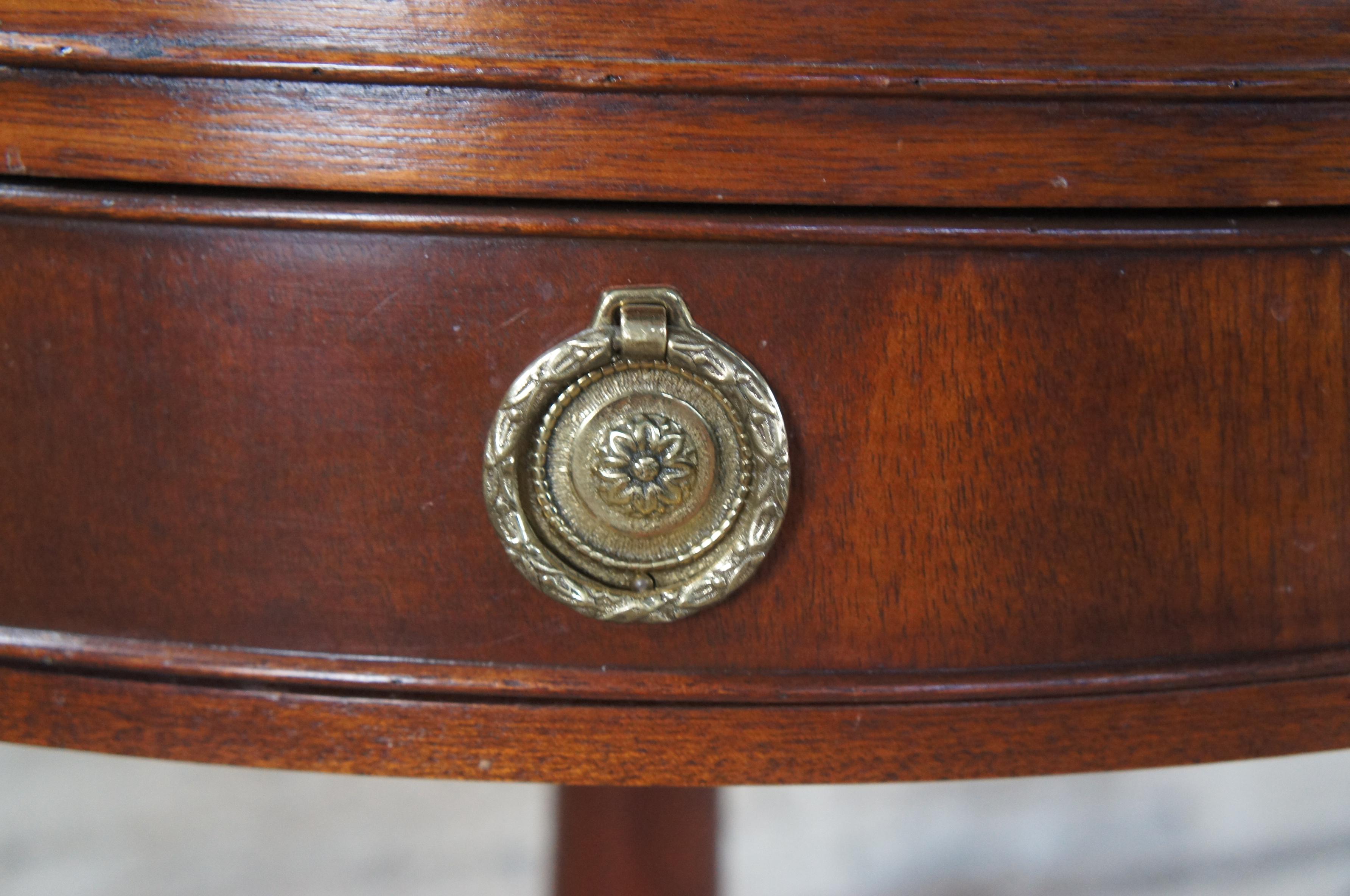 Brass Baker Furniture English Sheraton George III Style Mahogany Drum Center Table 26