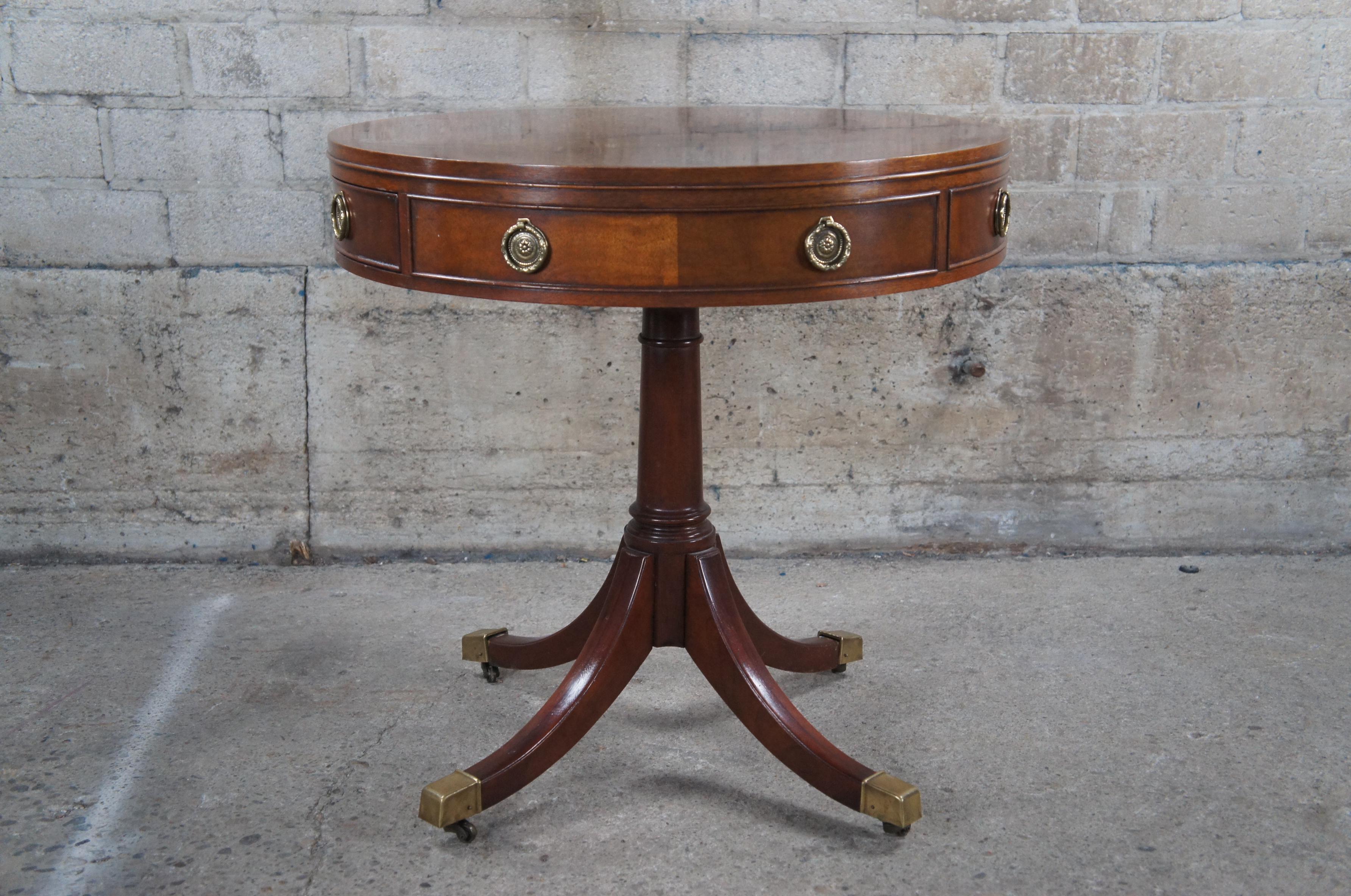 Baker Furniture English Sheraton George III Style Mahogany Drum Center Table 26
