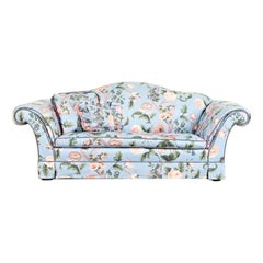 Baker Furniture English Traditional Floral Upholstered Roll Arm Camelback Sofa