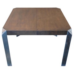 Baker Furniture Expandable Modern Dining Table with Chrome Legs and 3 Leaves