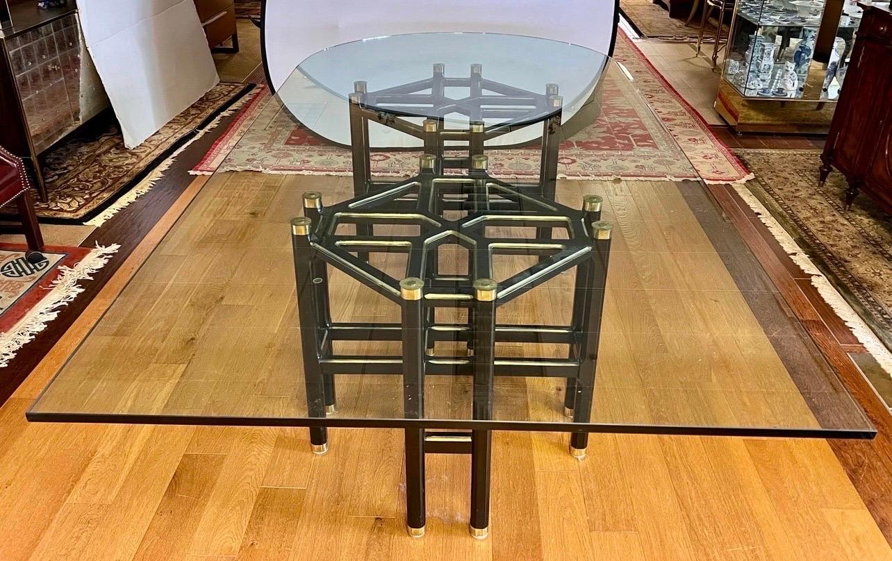 American Baker Furniture Extra Large Custom Glass Top Chippendale Dining Room Table Rare