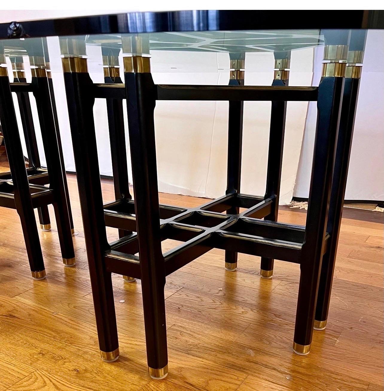 Late 20th Century Baker Furniture Extra Large Custom Glass Top Chippendale Dining Room Table Rare