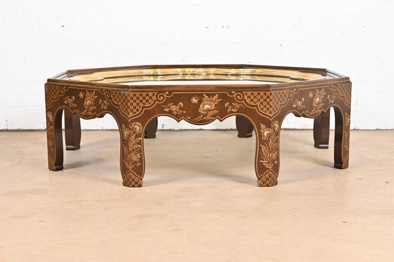 Baker Furniture Far East Collection Hollywood Regency Chinoiserie Cocktail Table For Sale 5
