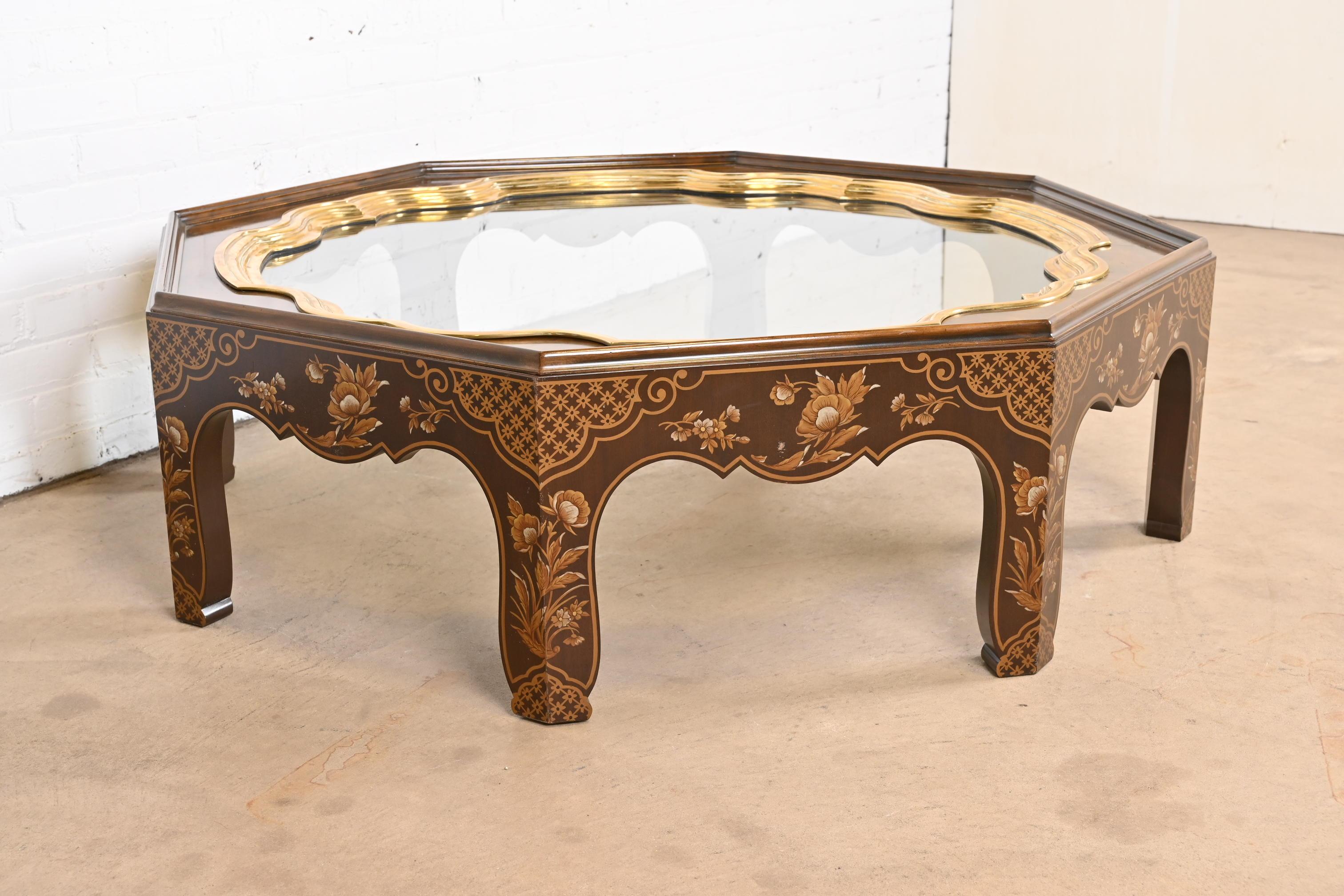 Brass Baker Furniture Far East Collection Hollywood Regency Chinoiserie Cocktail Table