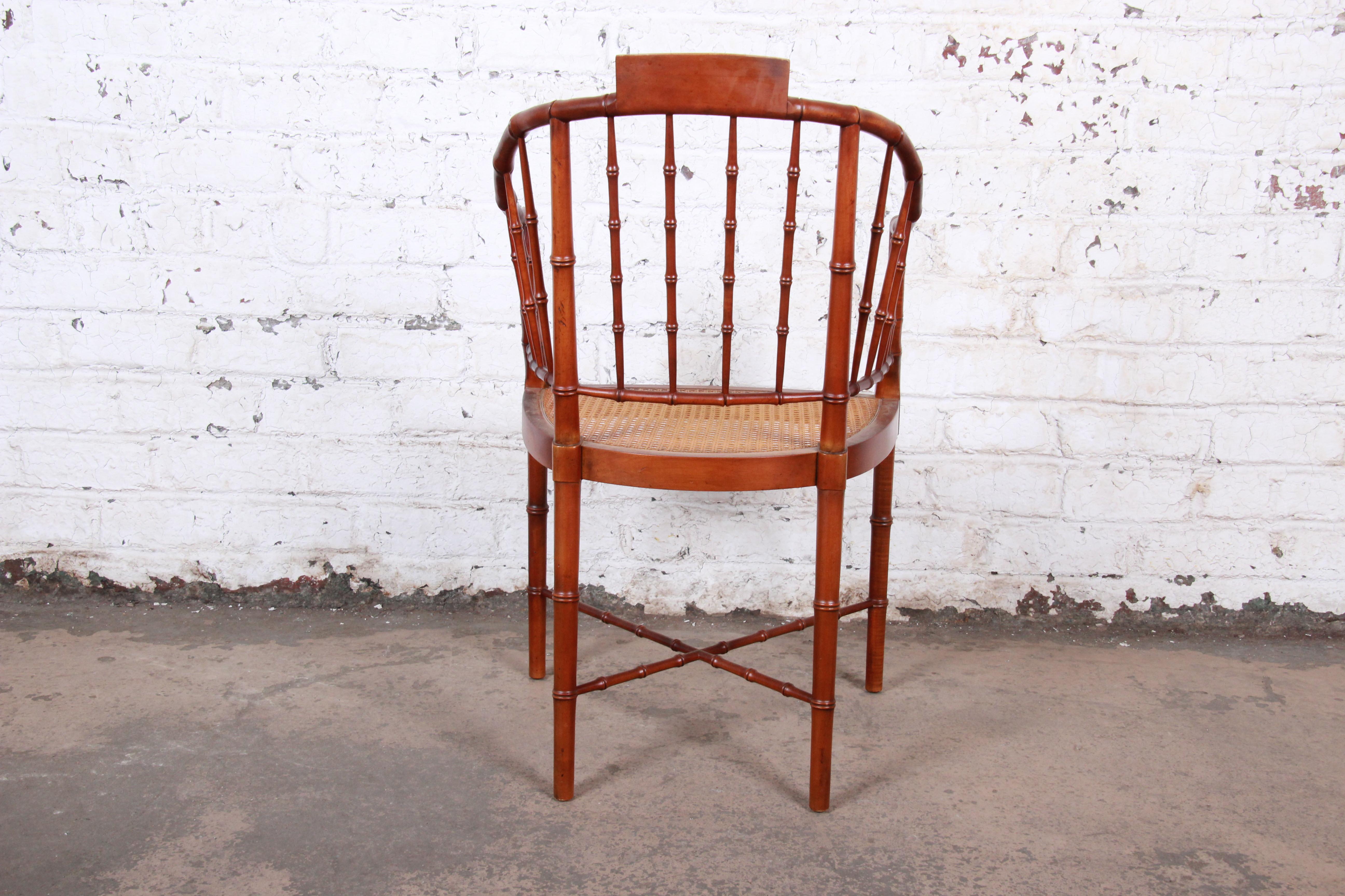 Baker Furniture Faux Bamboo and Cane Regency Armchair, 1960s In Good Condition In South Bend, IN