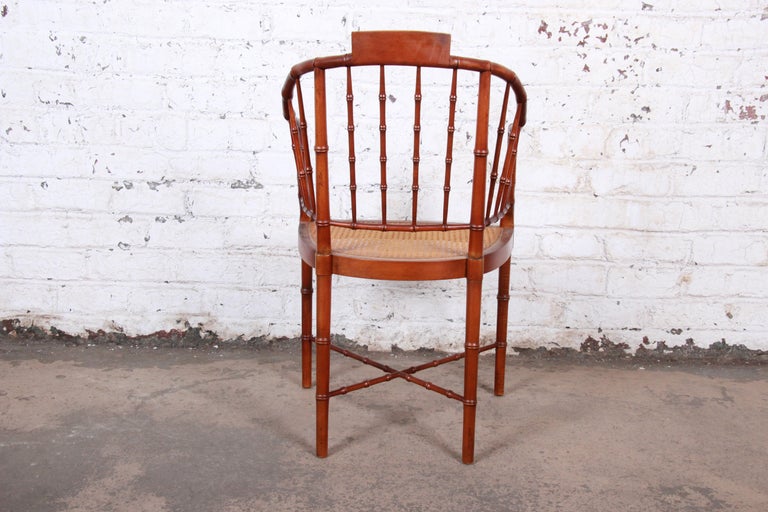 Mid-20th Century Baker Furniture Faux Bamboo and Cane Regency Armchair, 1960s For Sale