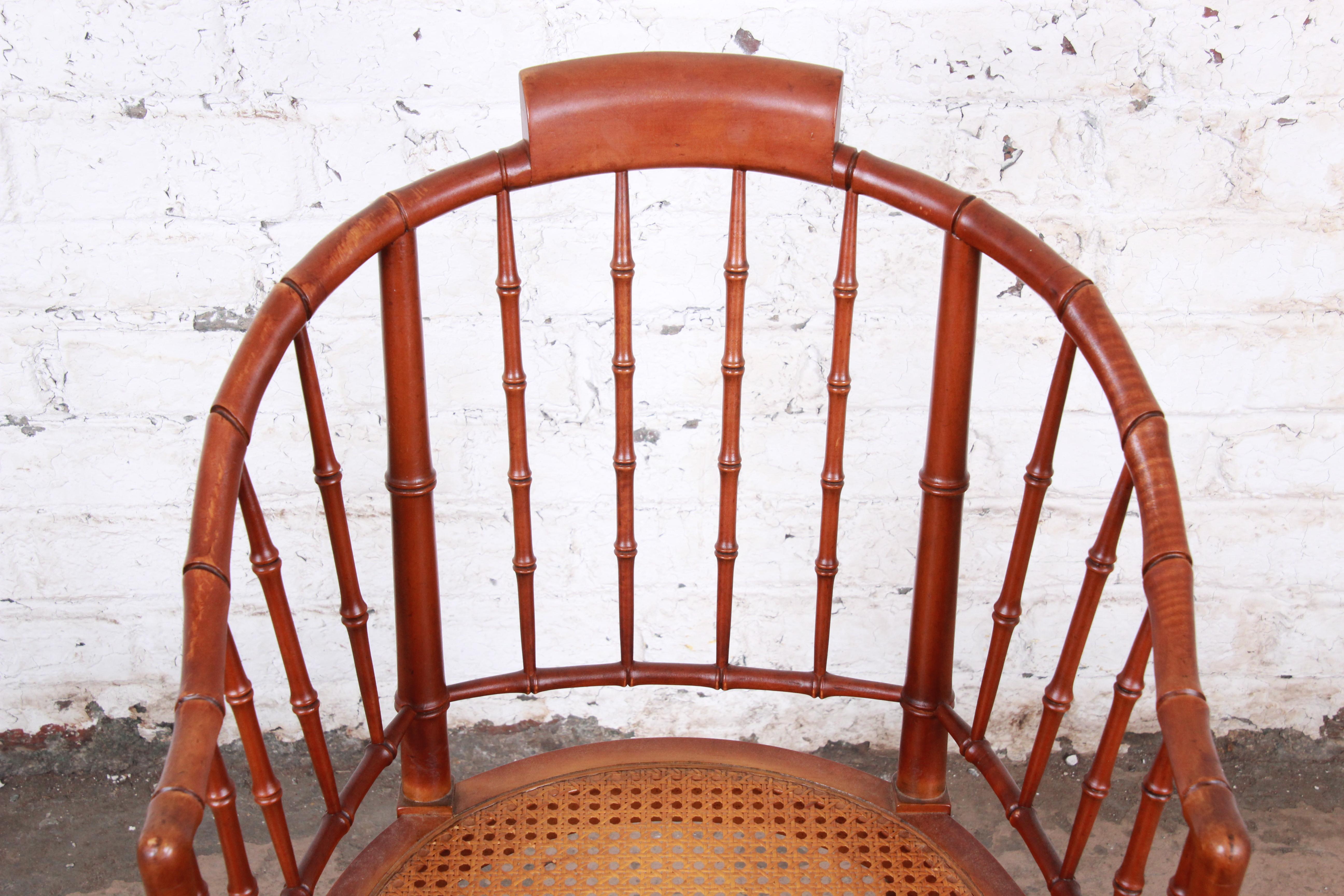 Mid-20th Century Baker Furniture Faux Bamboo and Cane Regency Armchair, 1960s