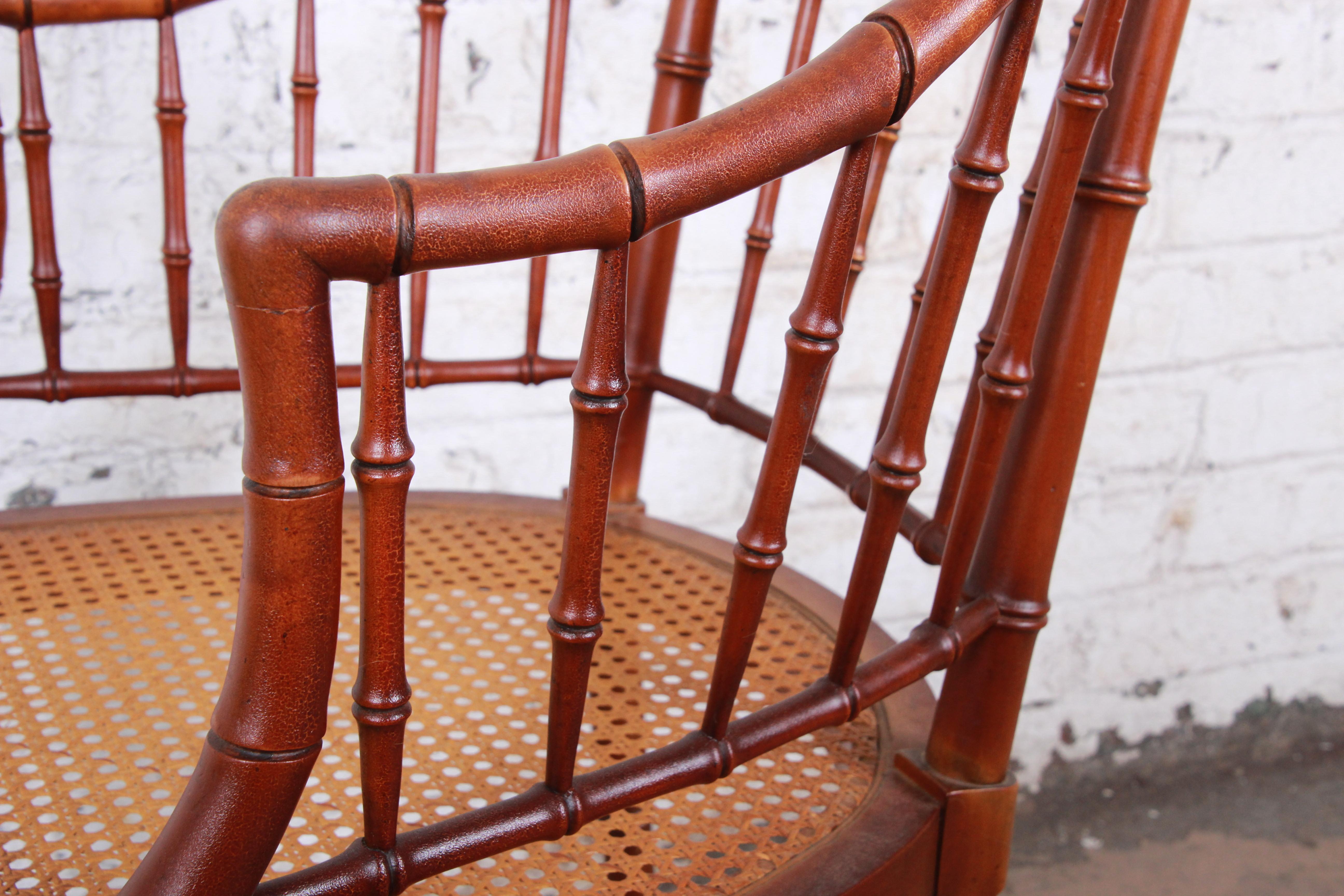 Baker Furniture Faux Bamboo and Cane Regency Armchair, 1960s 3