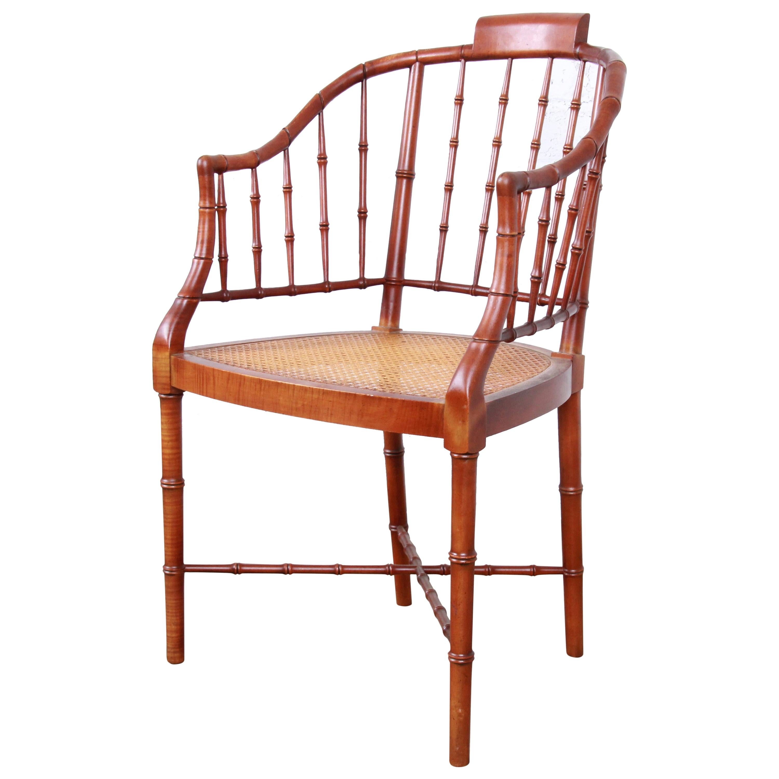 Baker Furniture Faux Bamboo and Cane Regency Armchair, 1960s