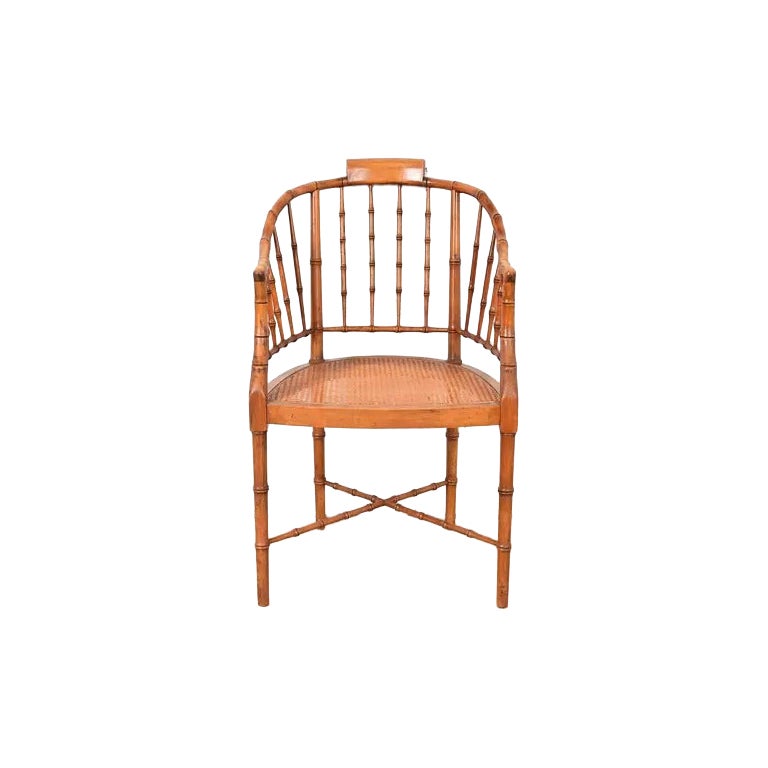 Poltrona Regency in finto bambù e canna di Baker Furniture, anni '60 in vendita