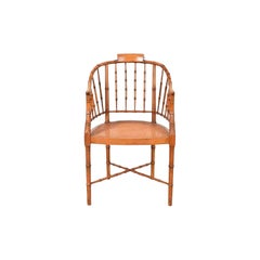 Poltrona Regency in finto bambù e canna di Baker Furniture, anni '60
