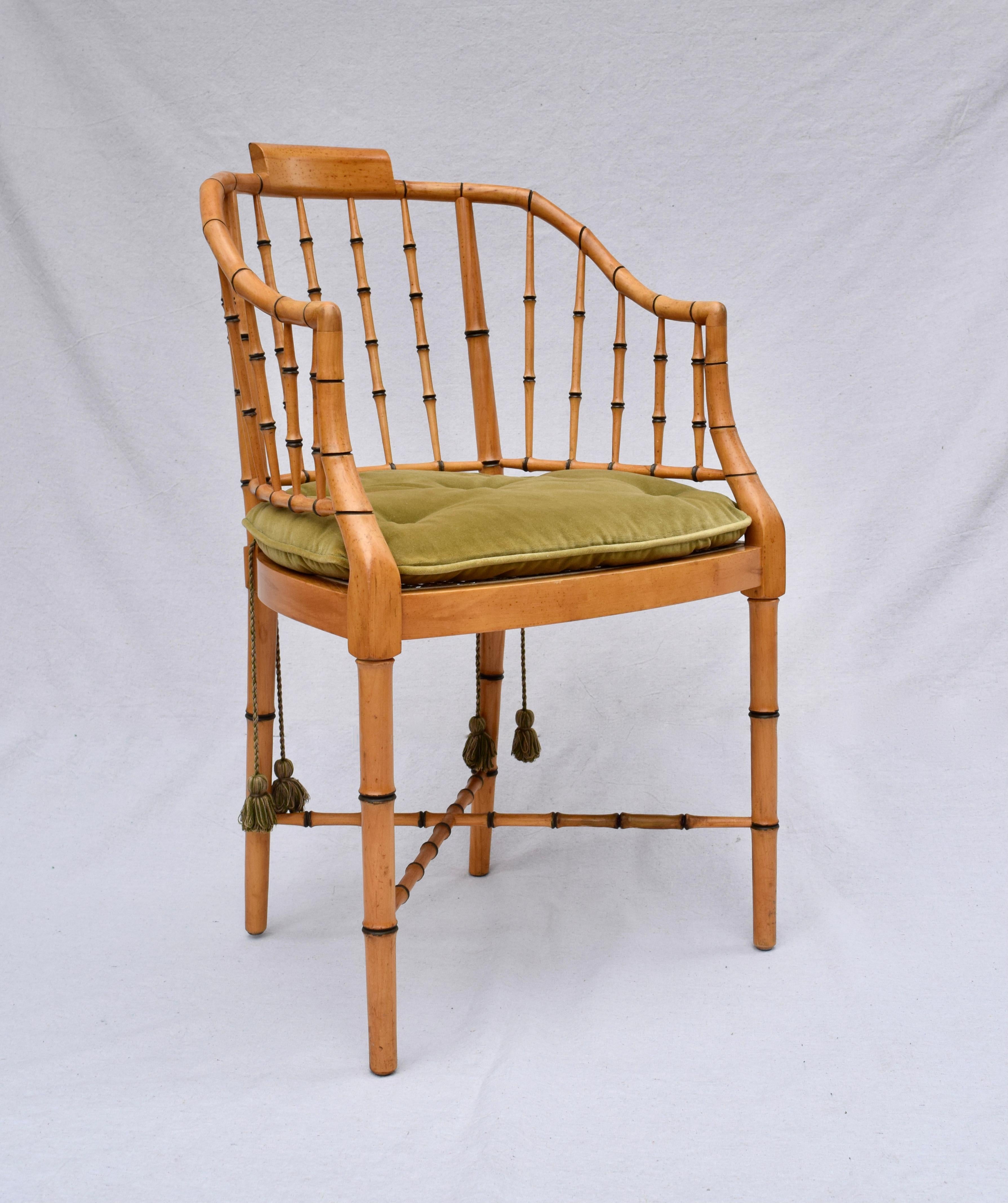 American Baker Furniture Faux Bamboo and Cane Regency Armchair