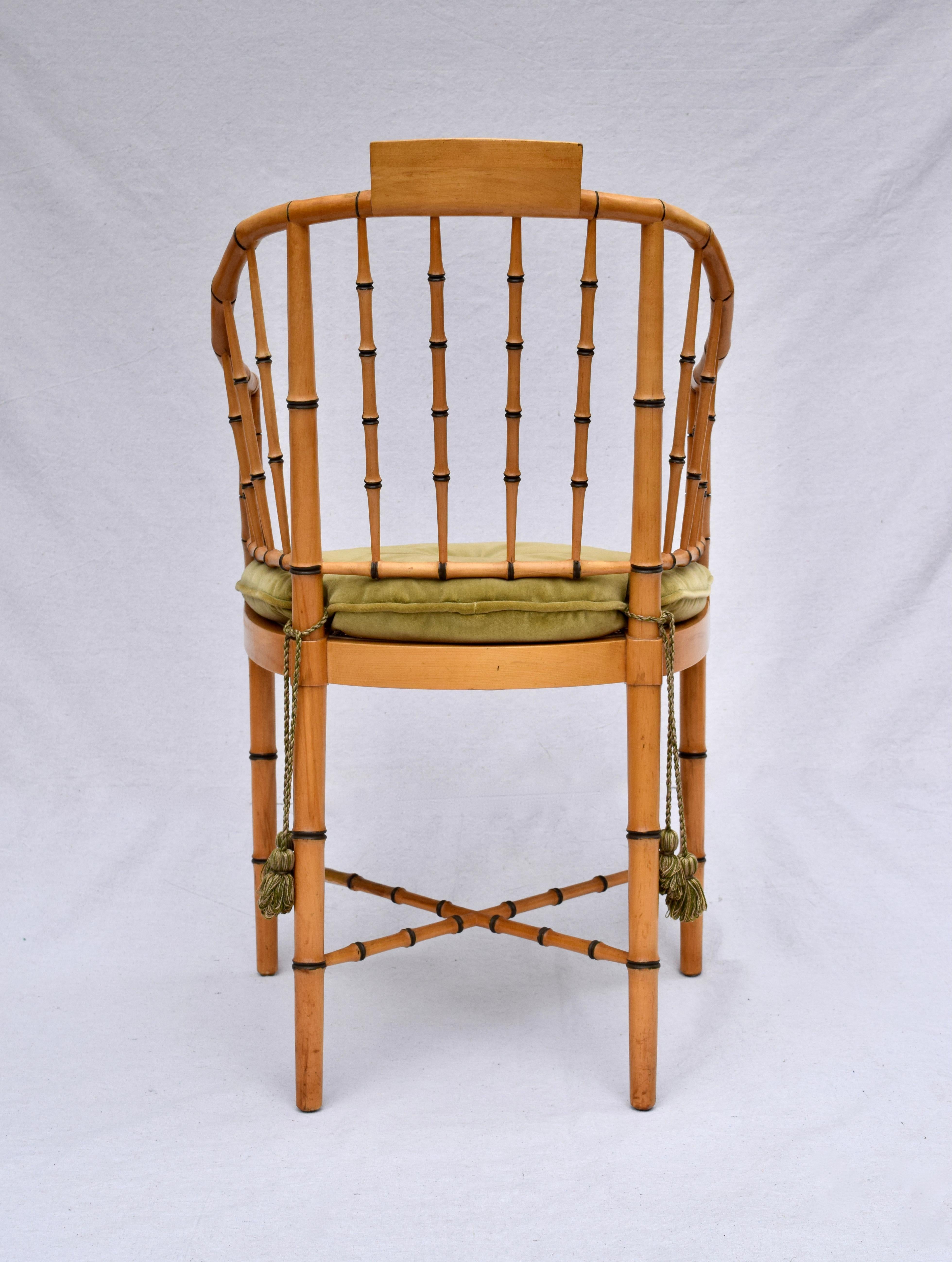 Mid-20th Century Baker Furniture Faux Bamboo and Cane Regency Armchair