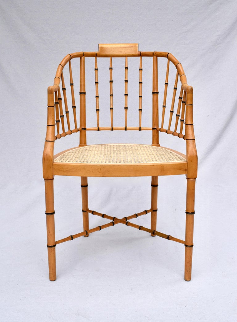 Baker Furniture Faux Bamboo and Cane Regency Armchair at 1stDibs