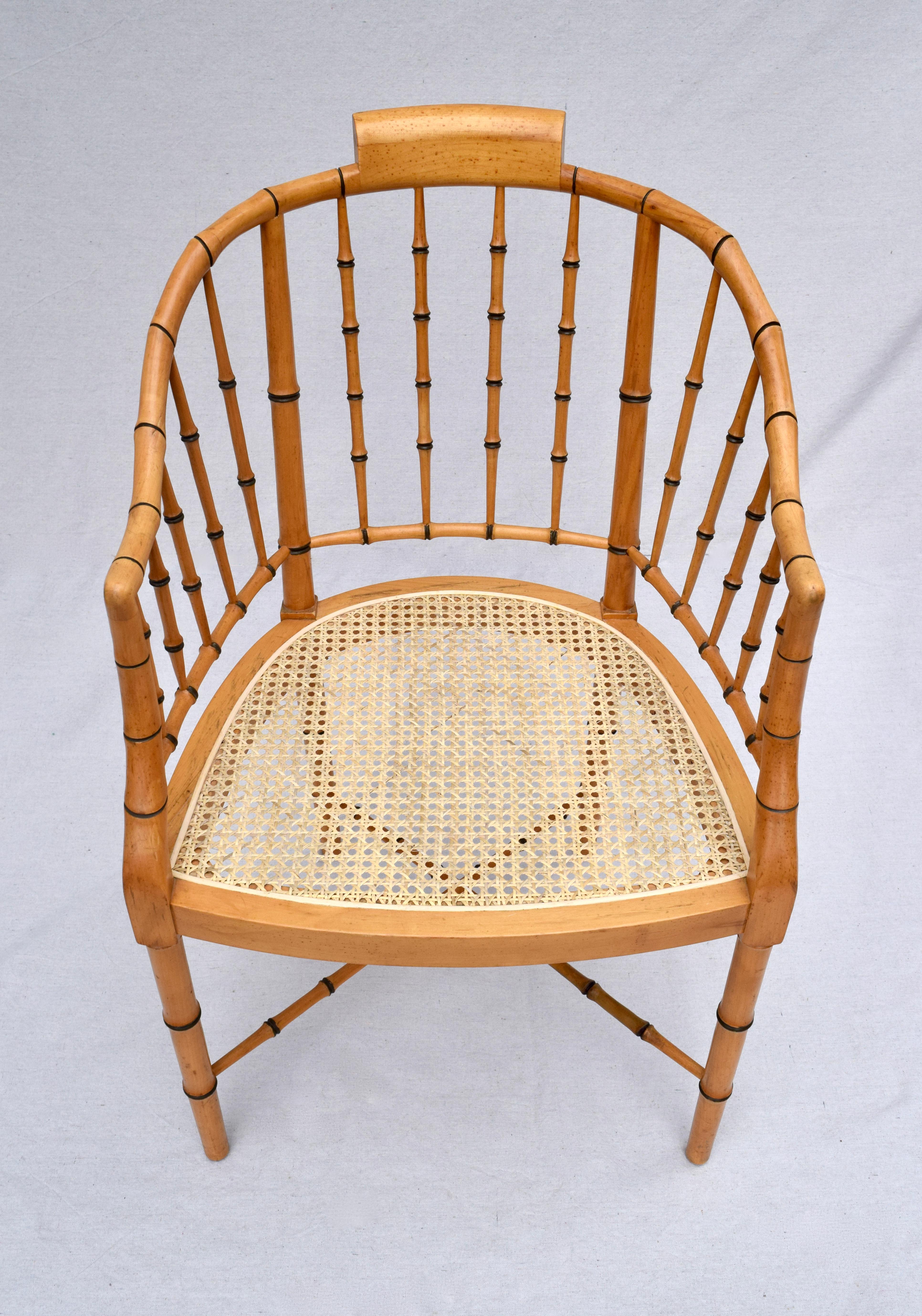 Baker Furniture Faux Bamboo and Cane Regency Armchair 3
