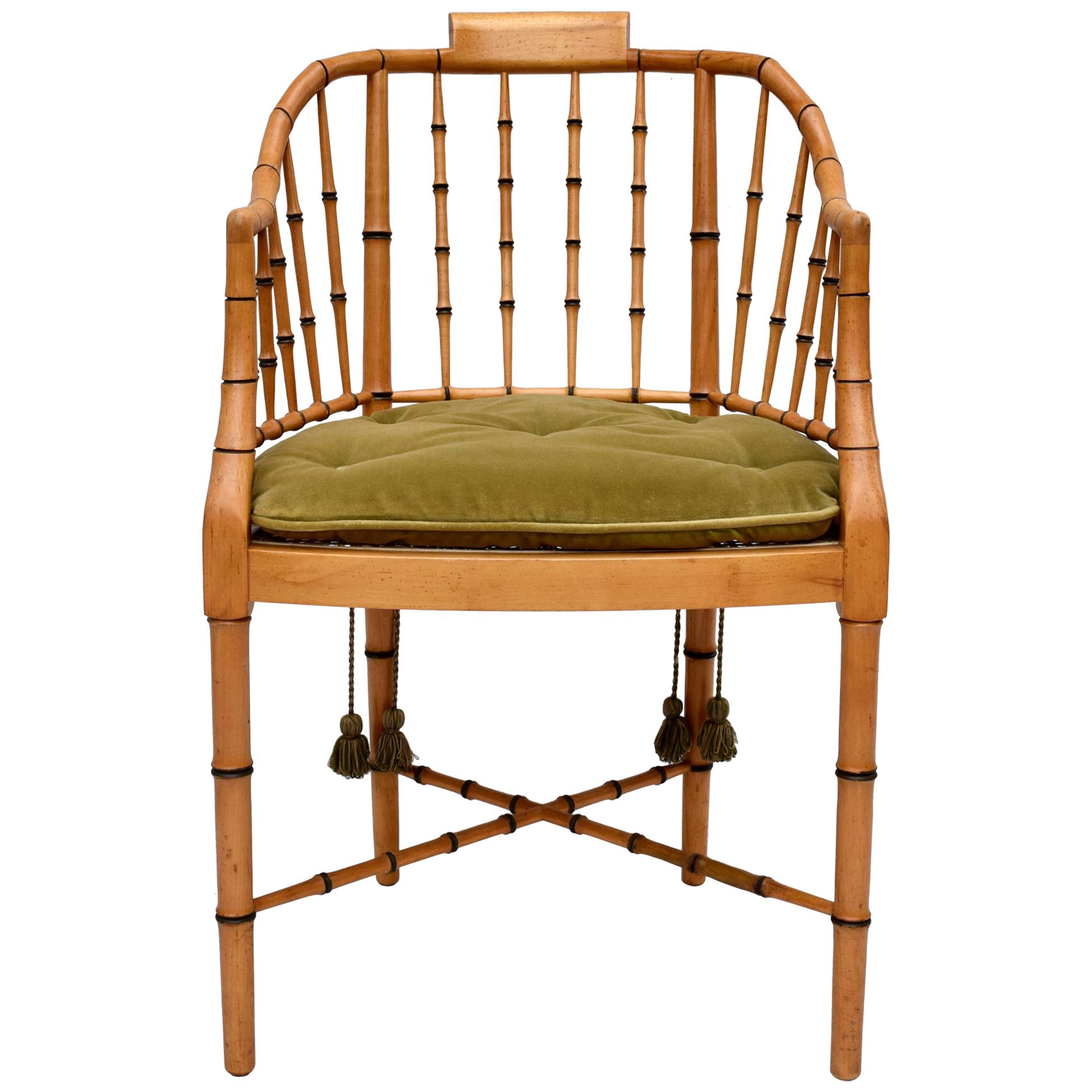 Baker Furniture Faux Bamboo and Cane Regency Armchair