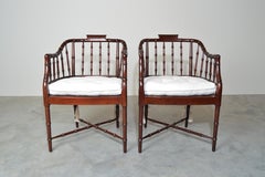 Baker Furniture Faux Bamboo and Cane Regency Armchairs