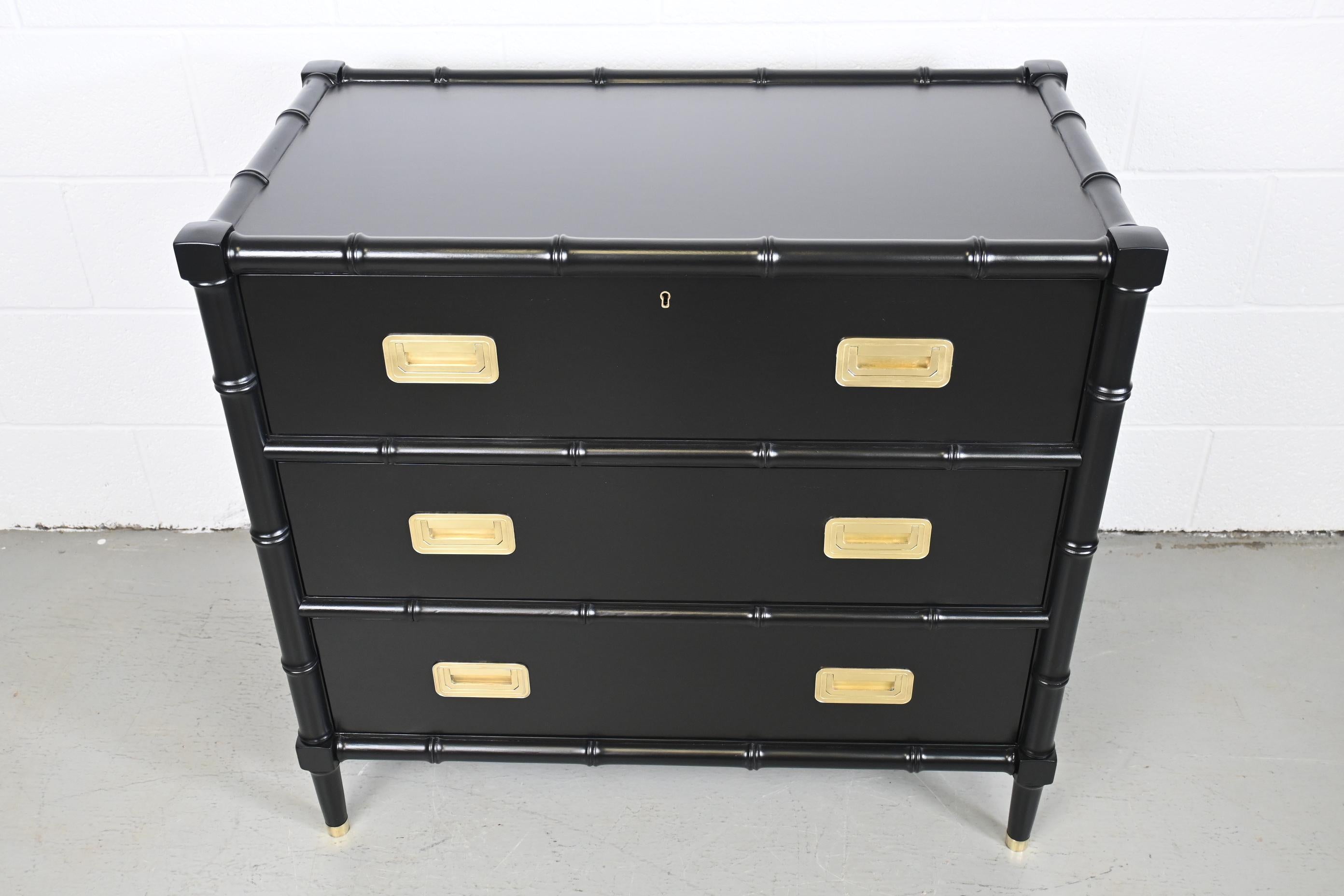 Lacquered Baker Furniture Faux Bamboo Dresser or Chest of Drawers