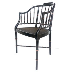 Baker Furniture Faux-Bamboo Wood Chair with Caned Seat