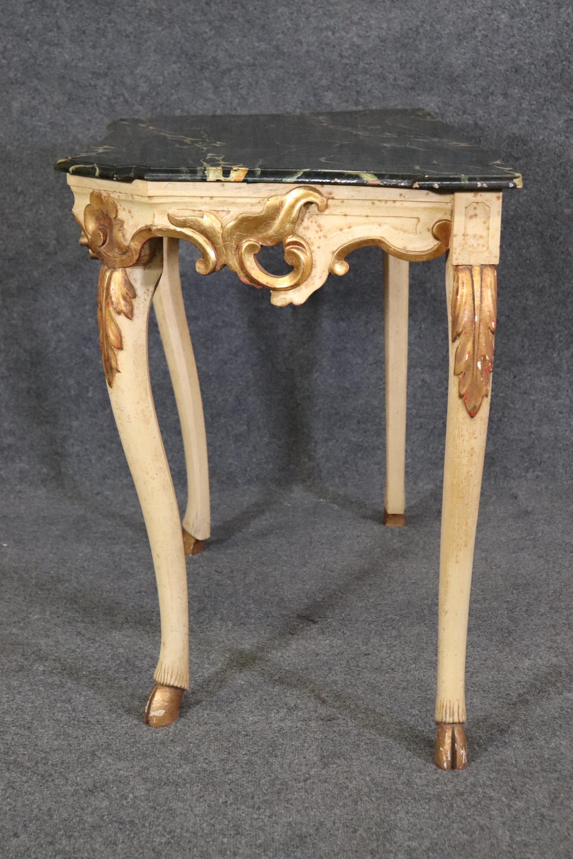 Baker Furniture Faux Marble Paint Decorated French Louis XV Console Table In Good Condition For Sale In Swedesboro, NJ