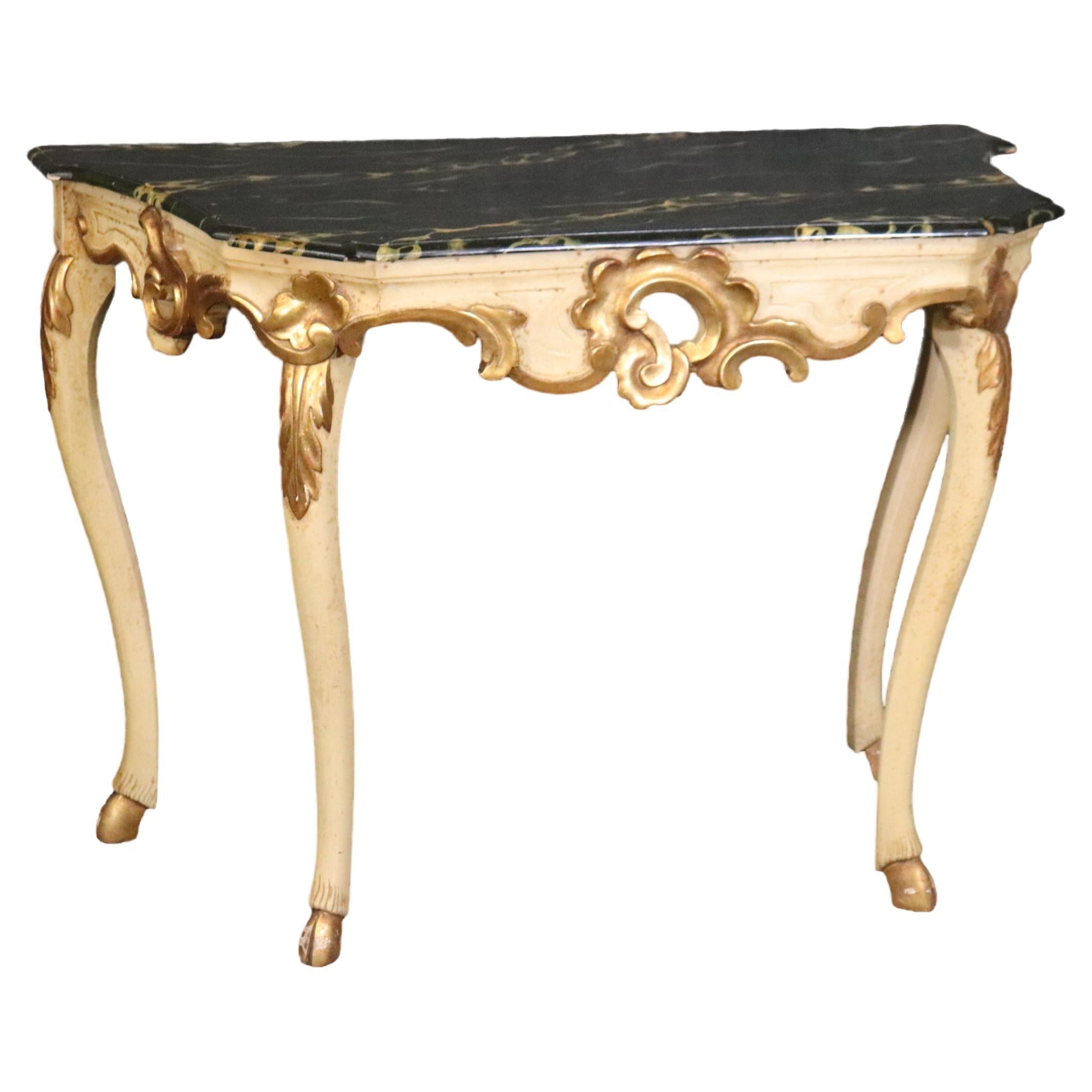 Baker Furniture Faux Marble Paint Decorated French Louis XV Console Table For Sale