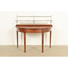 Baker Furniture Federal Banded Mahogany Demilune Console Table or Entry Table