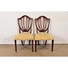 Baker Furniture Federal Carved Mahogany Shield Back Side Chairs or Dining Chairs