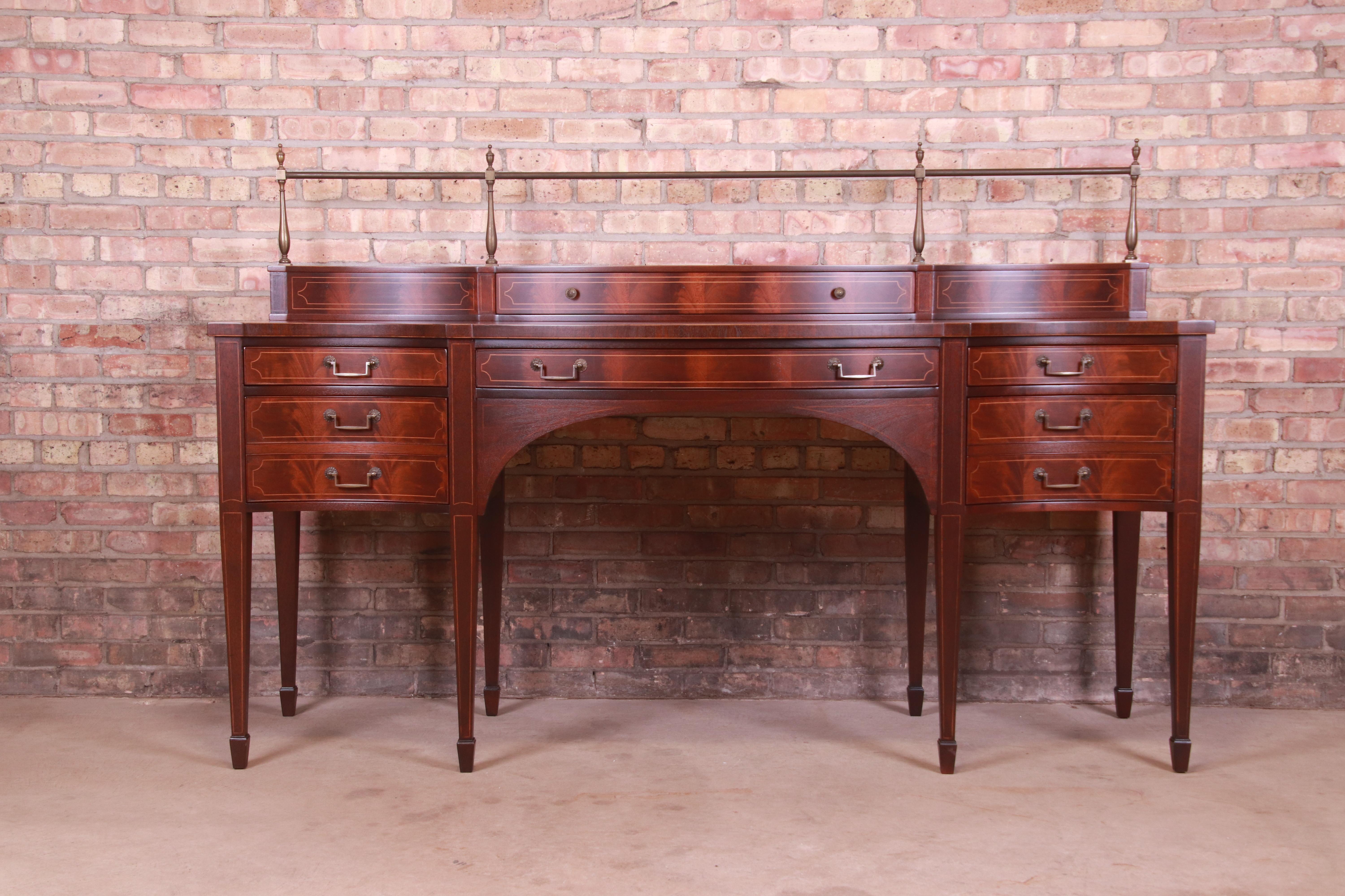 American Baker Furniture Federal Flame Mahogany Bow Front Sideboard Credenza, Refinished