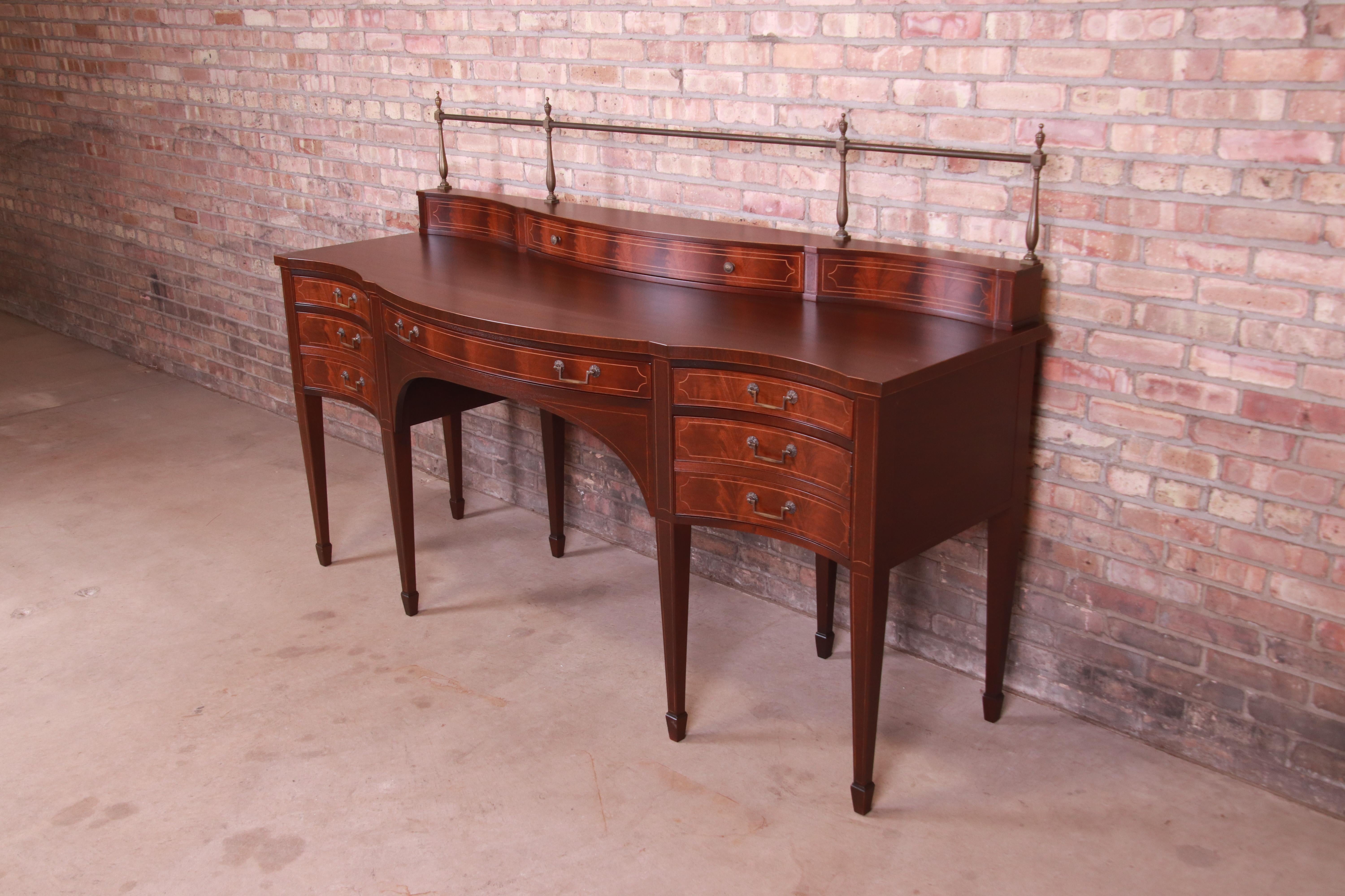 20th Century Baker Furniture Federal Flame Mahogany Bow Front Sideboard Credenza, Refinished