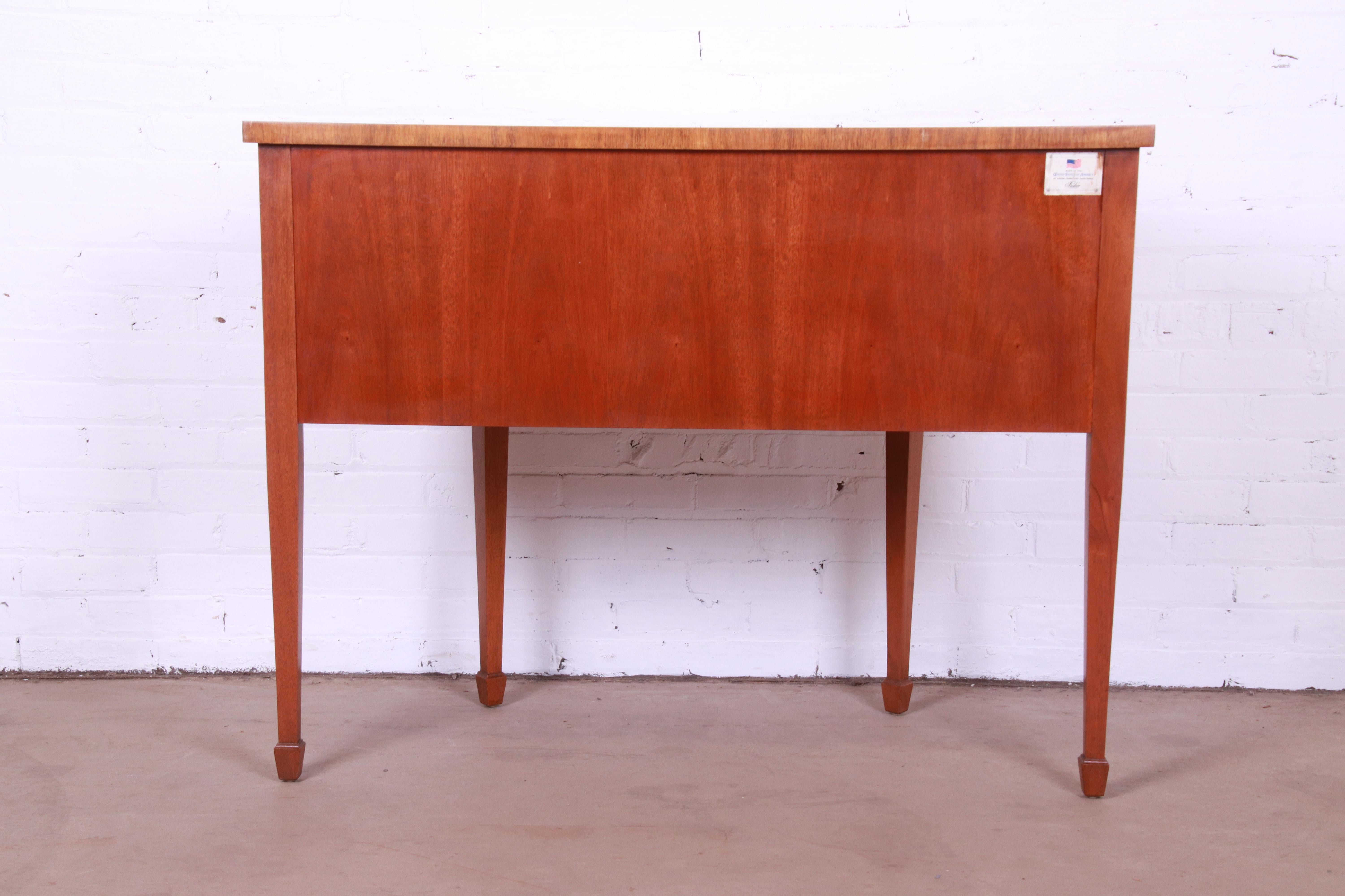 Baker Furniture Federal Inlaid Mahogany and Satinwood Demilune Sideboard Cabinet For Sale 12