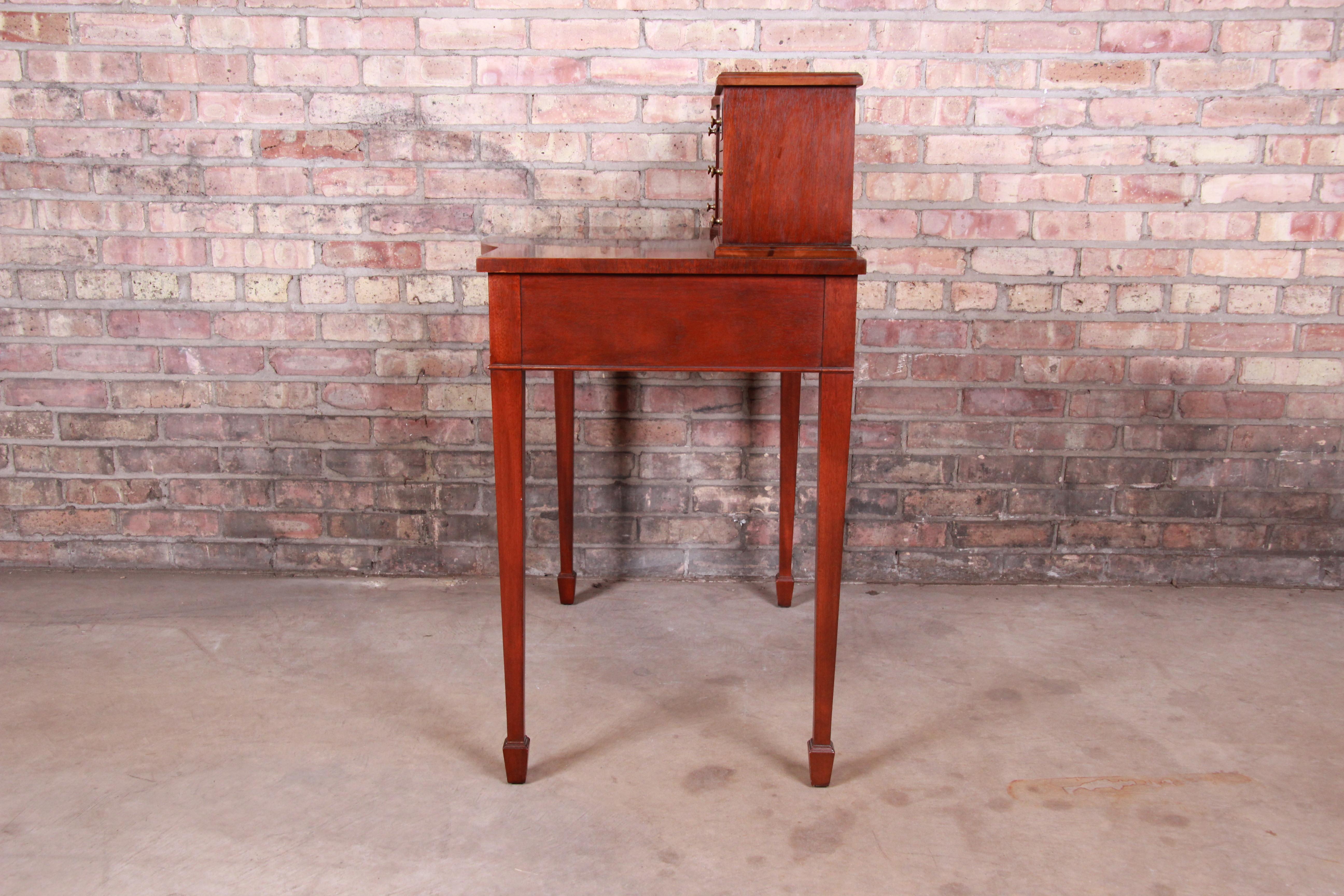 Baker Furniture Federal Inlaid Mahogany Bow Front Ladies Writing Desk 7