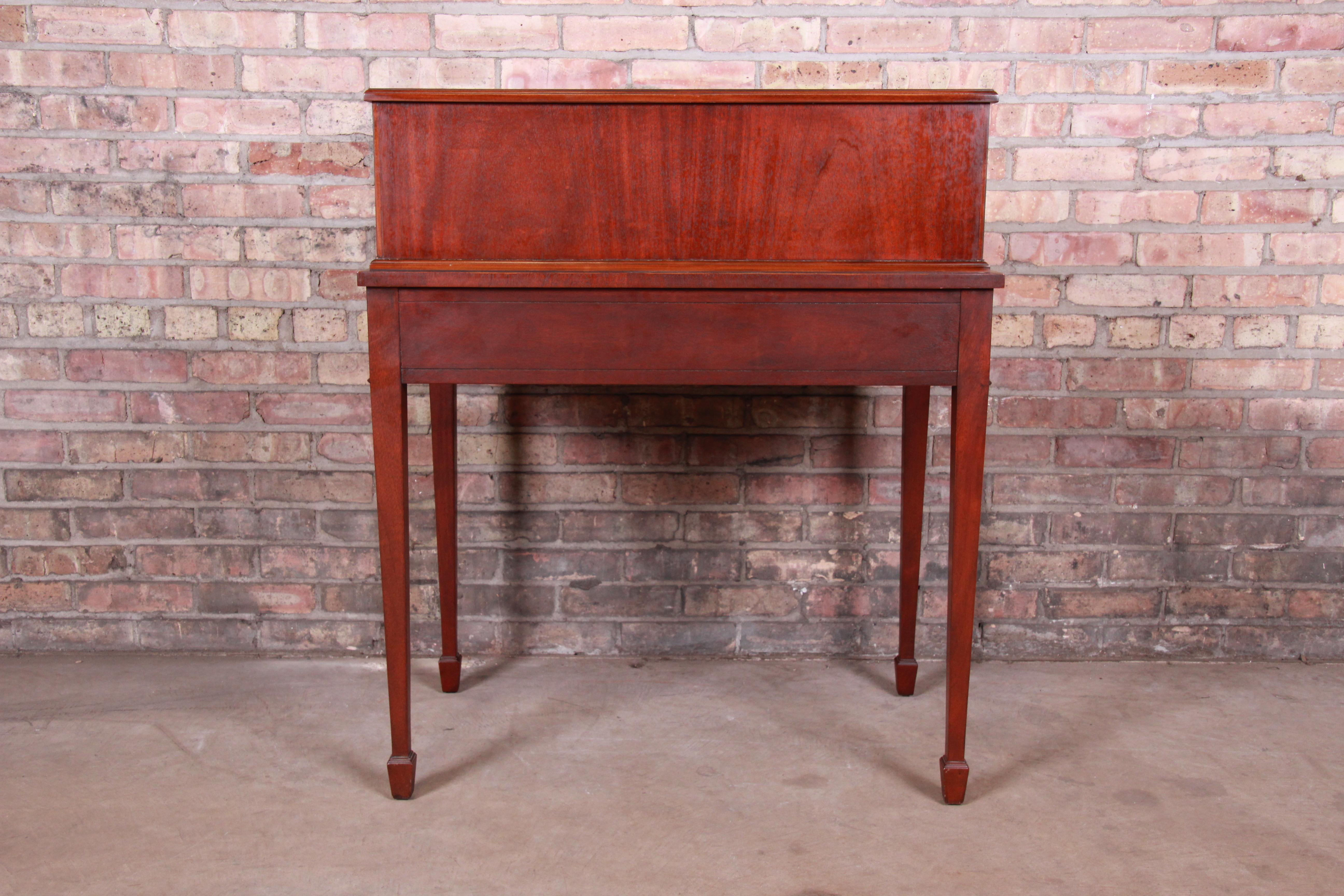 Baker Furniture Federal Inlaid Mahogany Bow Front Ladies Writing Desk 8