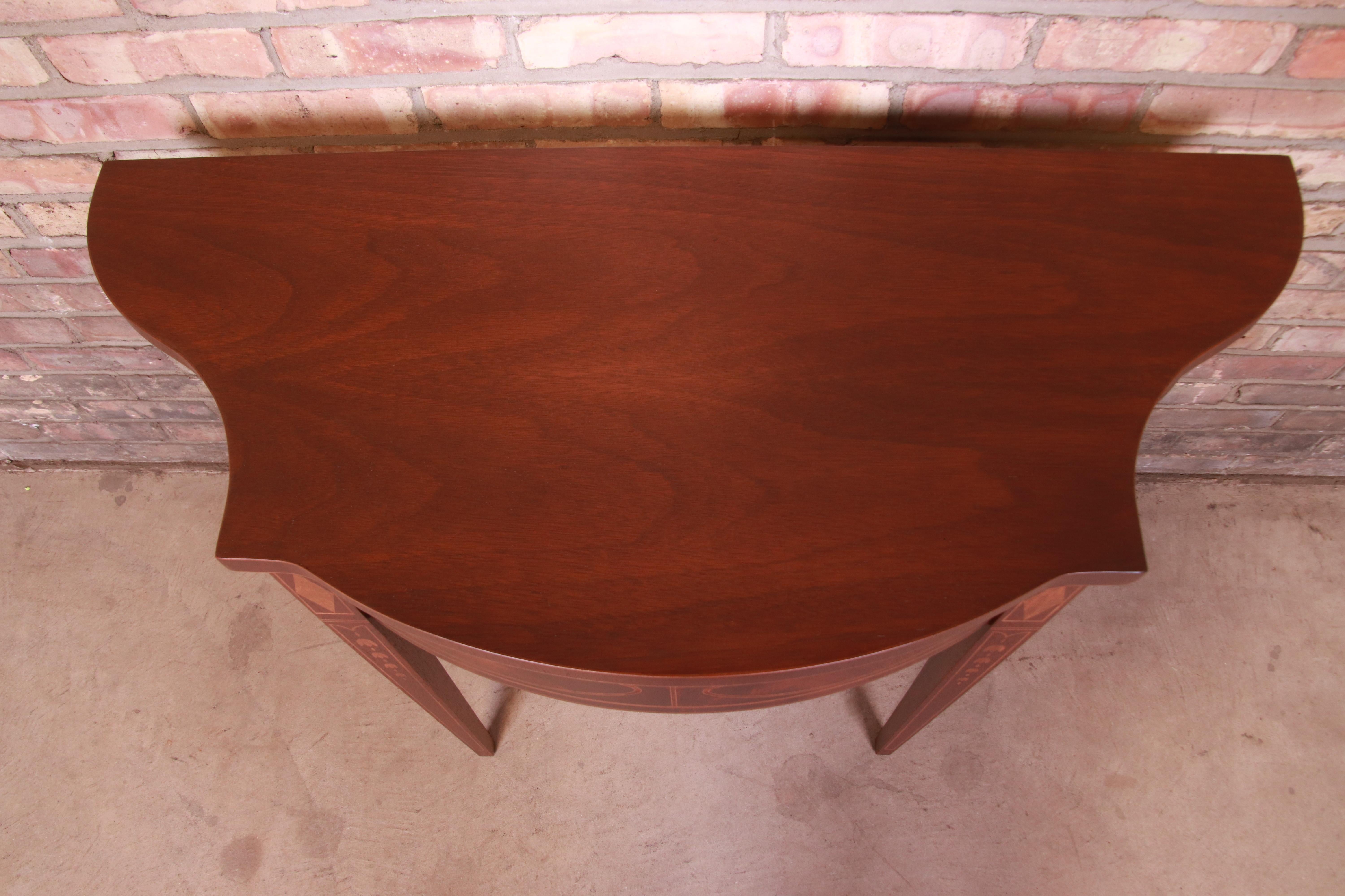 Baker Furniture Federal Inlaid Mahogany Console or Entry Table, Newly Refinished For Sale 4