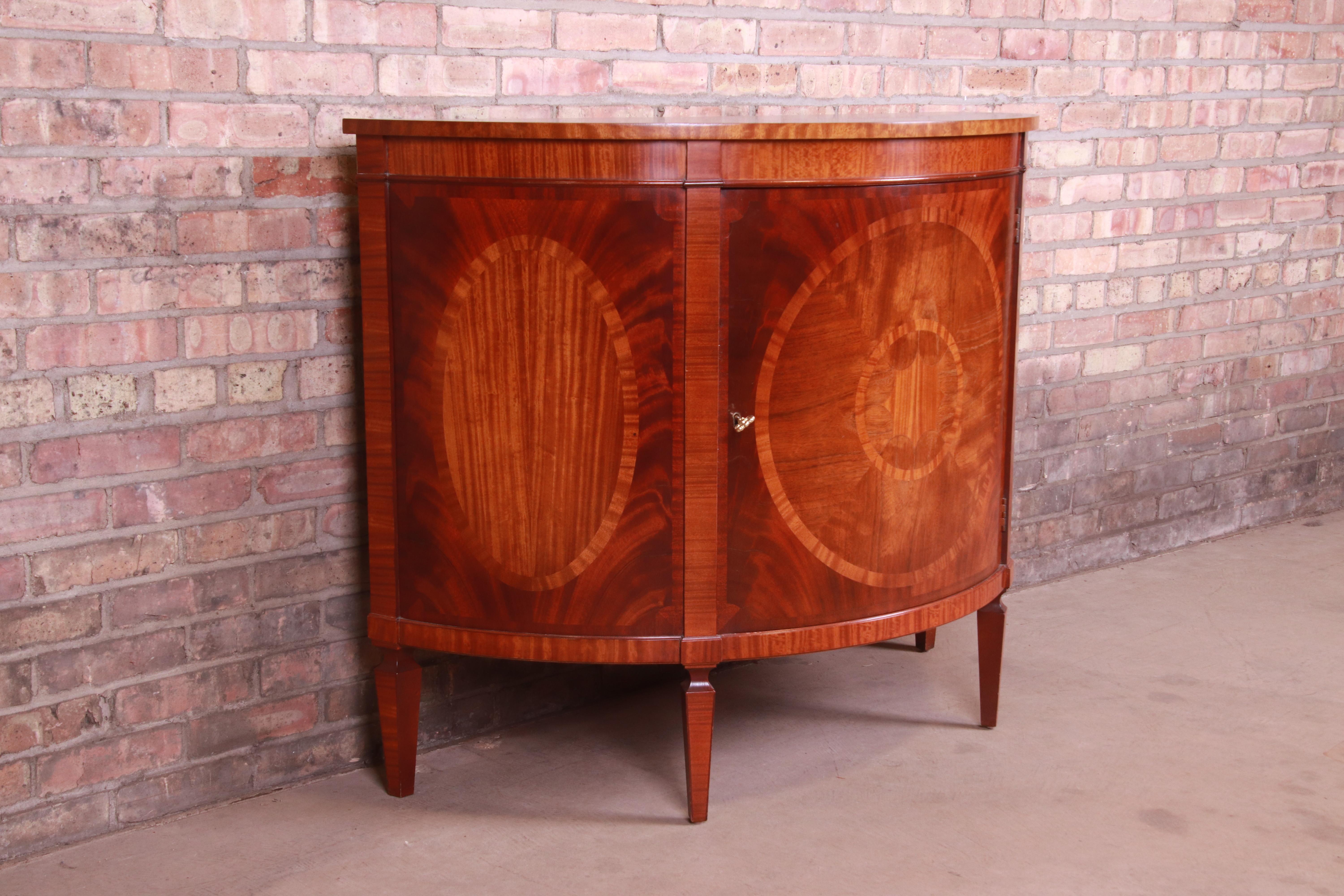 Baker Furniture Federal Inlaid Mahogany Demilune Cabinet or Sideboard 1