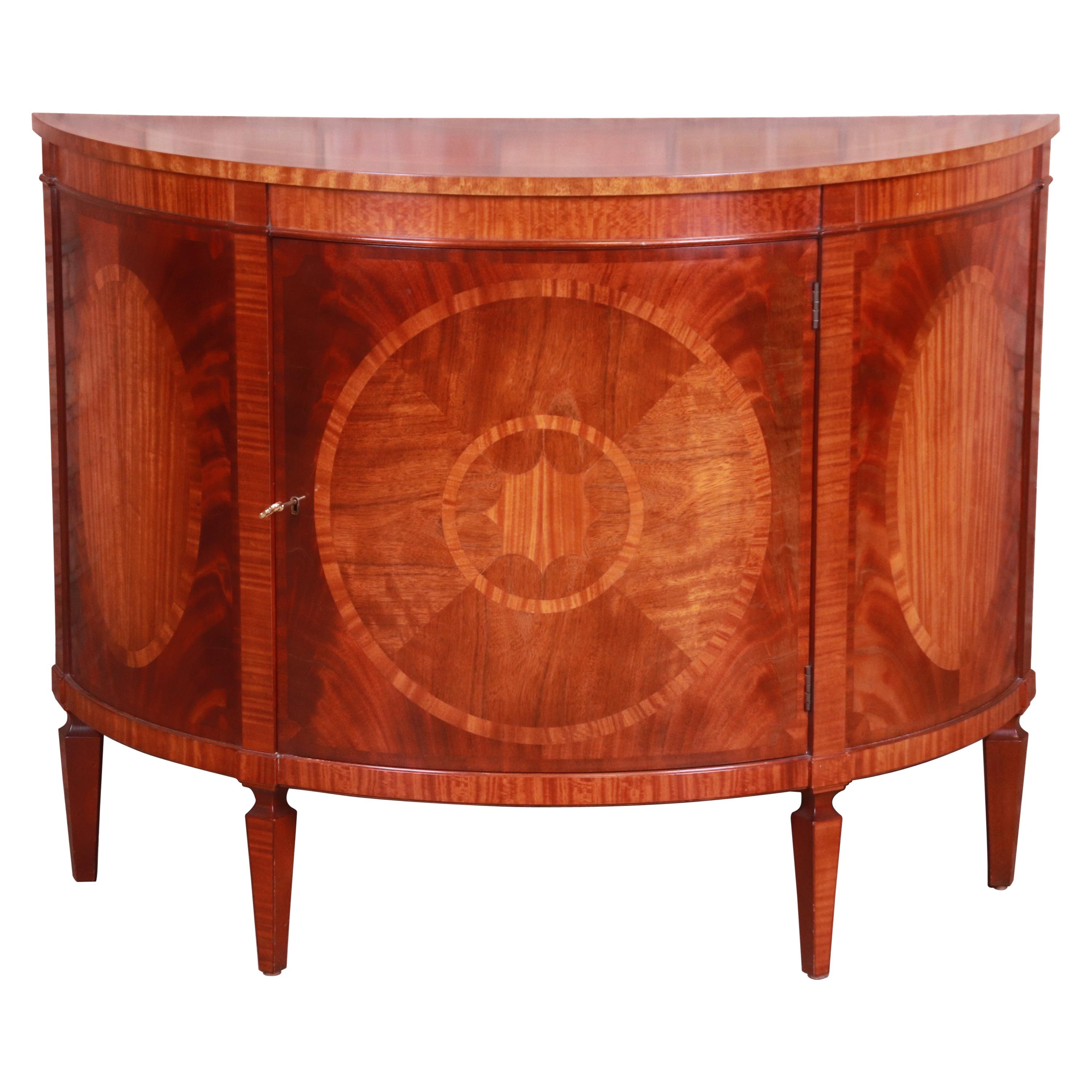 Baker Furniture Federal Inlaid Mahogany Demilune Cabinet or Sideboard