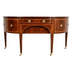 Baker Furniture Federal Inlaid Mahogany Demilune Sideboard Credenza