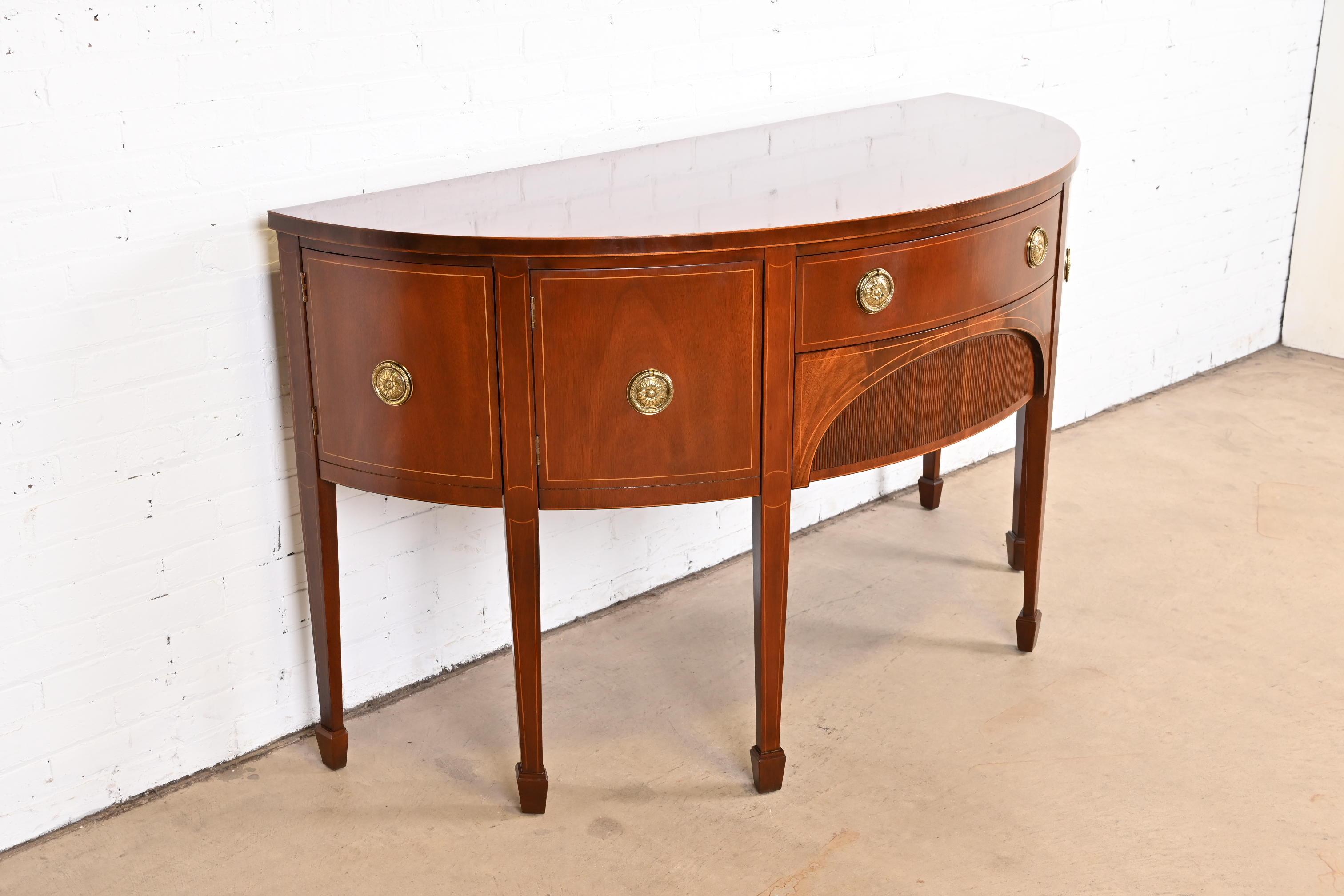 20th Century Baker Furniture Federal Inlaid Mahogany Demilune Sideboard